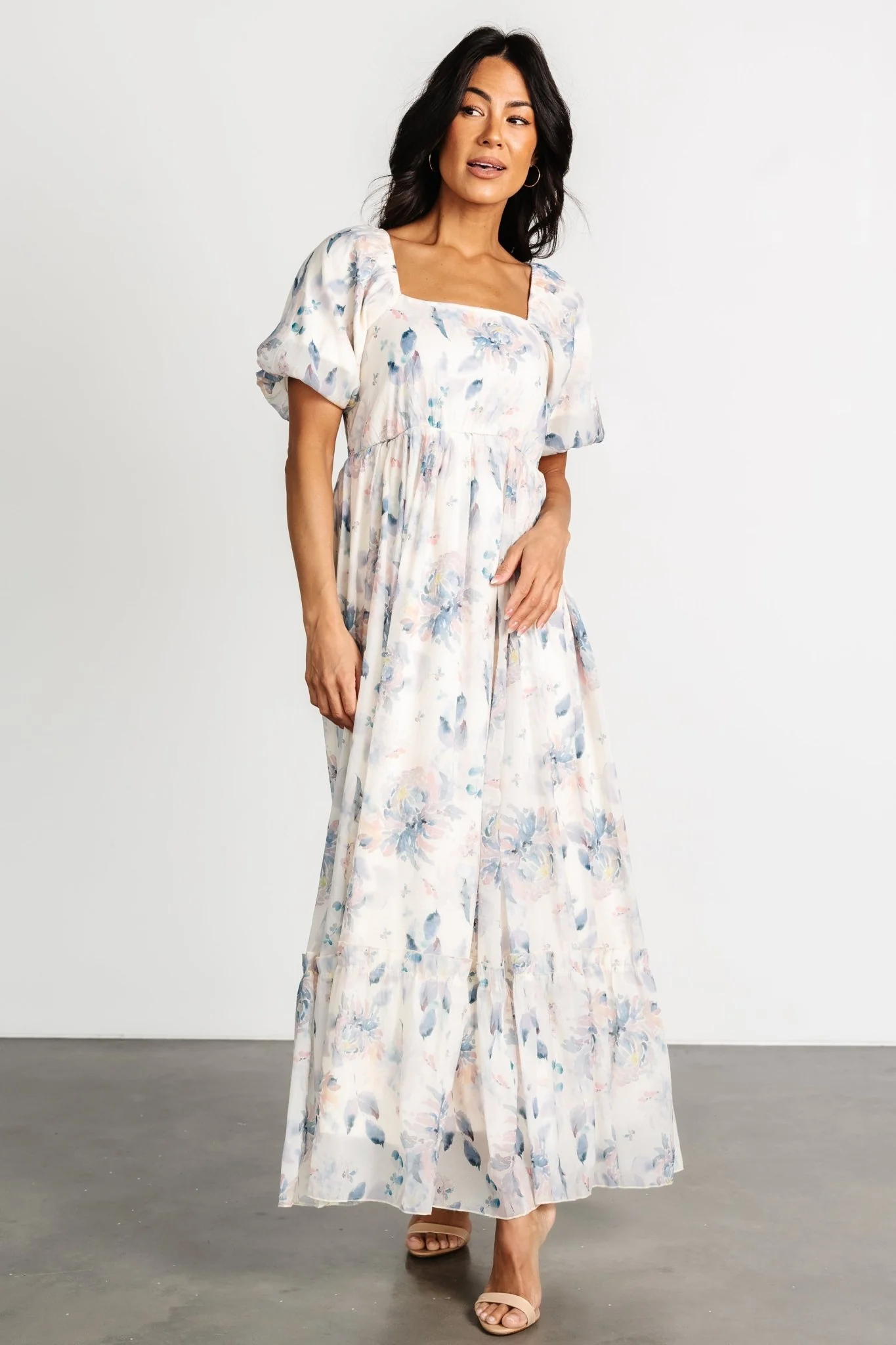 Dalia Maxi Dress | Cream + Blue Floral