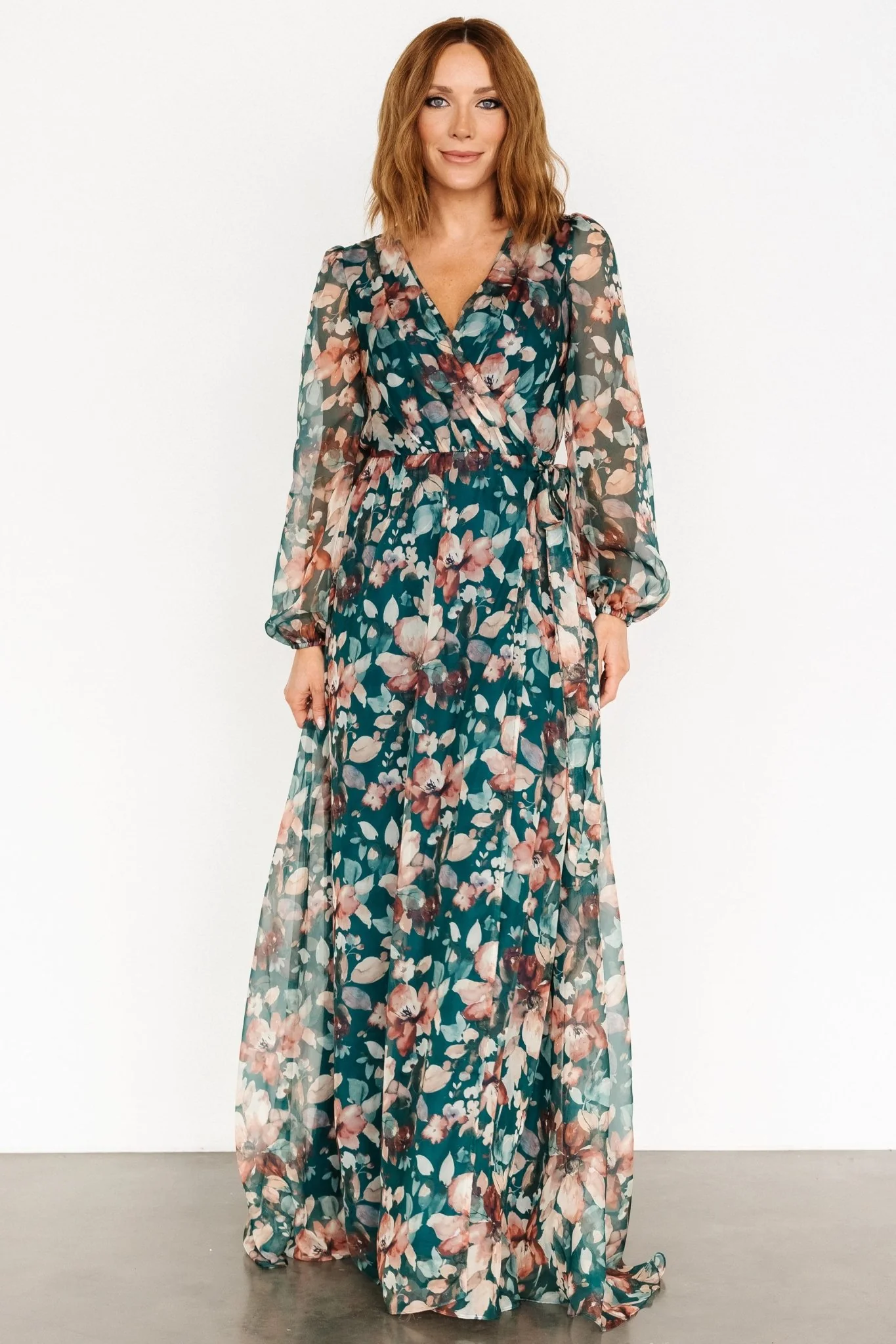 Maura Wrap Maxi Dress | Emerald Floral