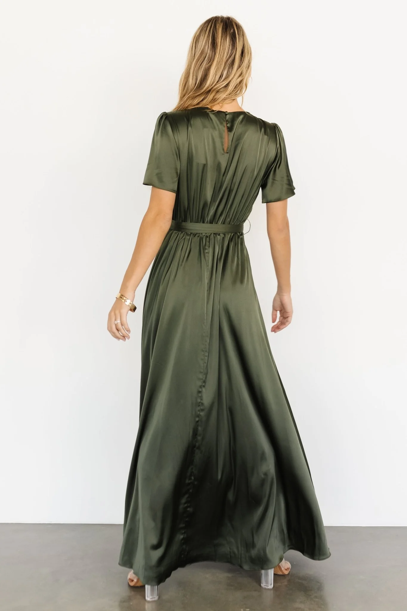 Agnes Satin Maxi Dress | Juniper Green