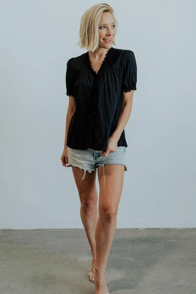 Sloane Button Top | Black