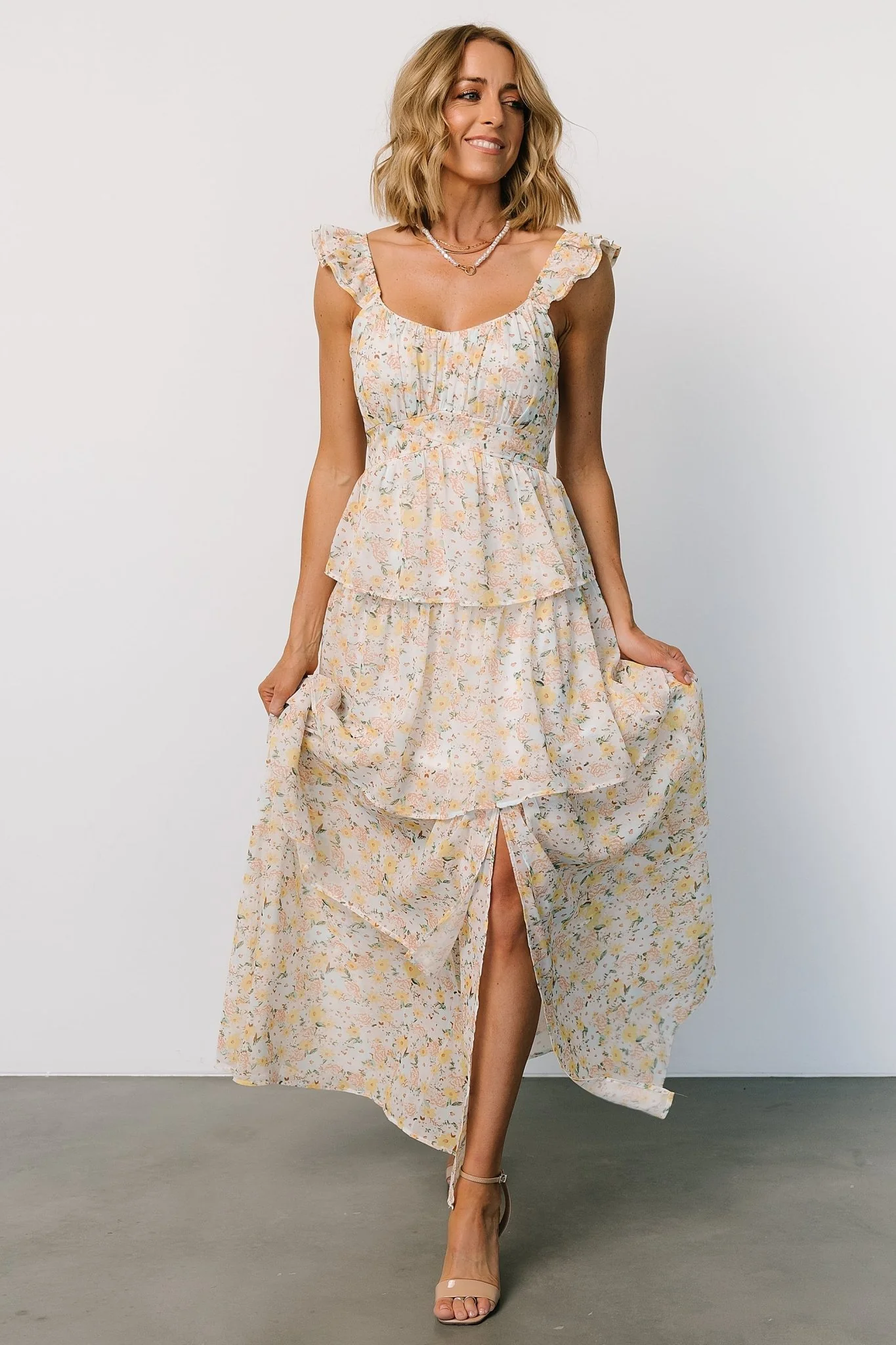 Marigold Tiered Maxi Dress | Yellow Floral