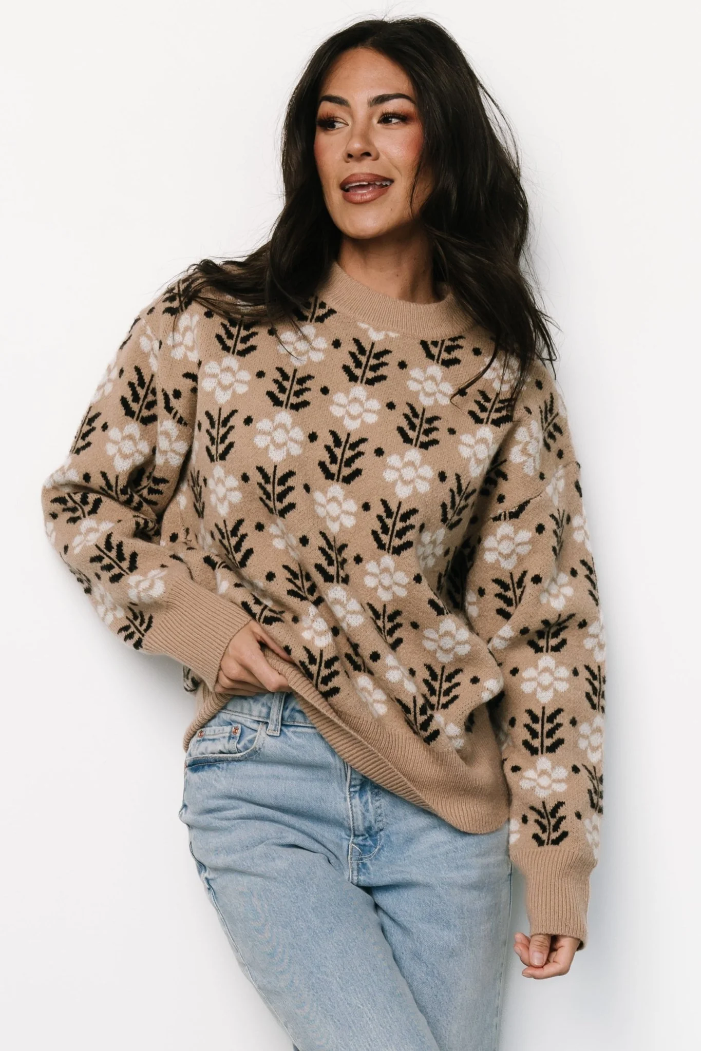 Norris Sweater | Tan Multi Floral