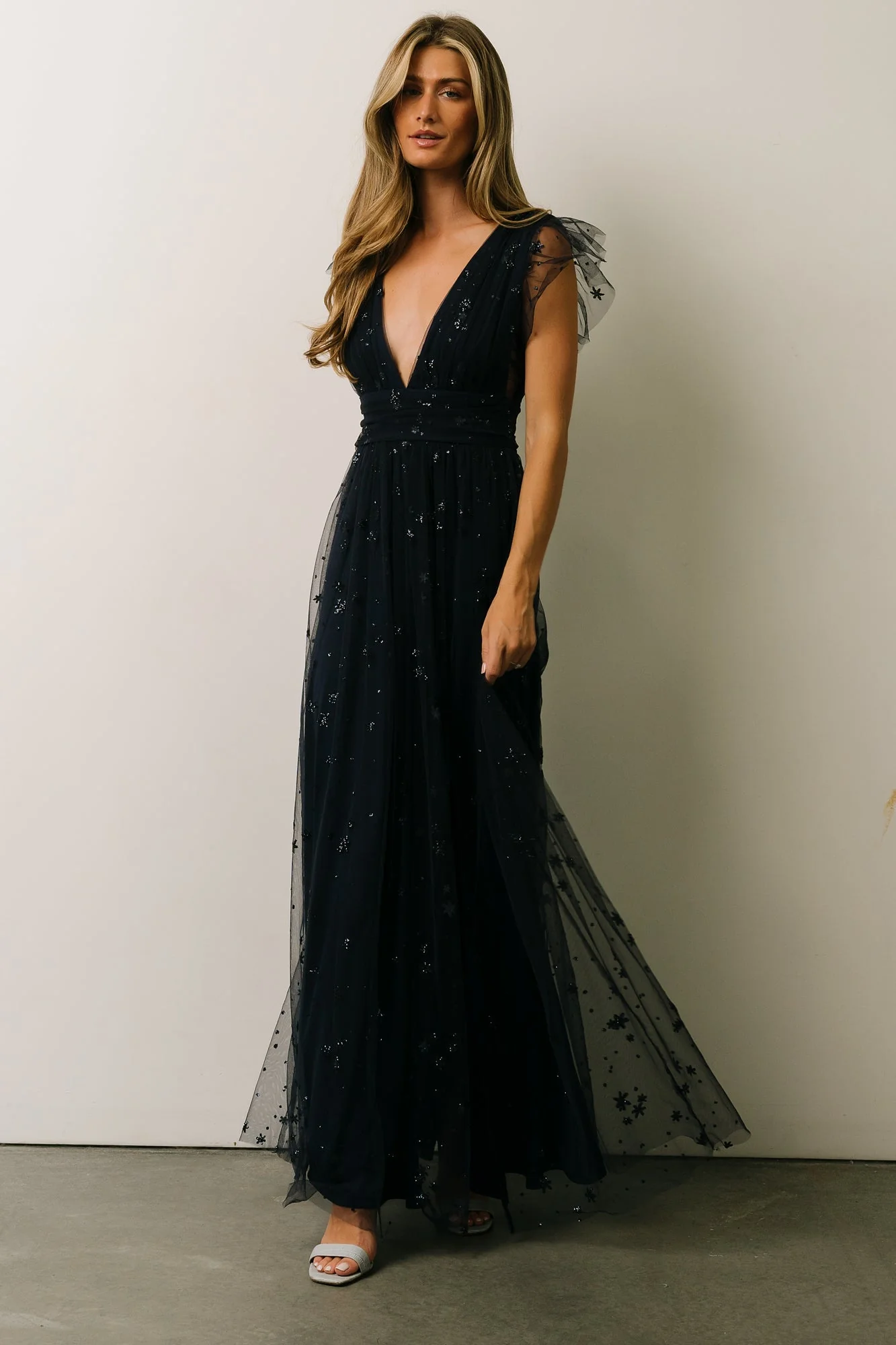 Nova Shimmer Maxi Dress | Navy