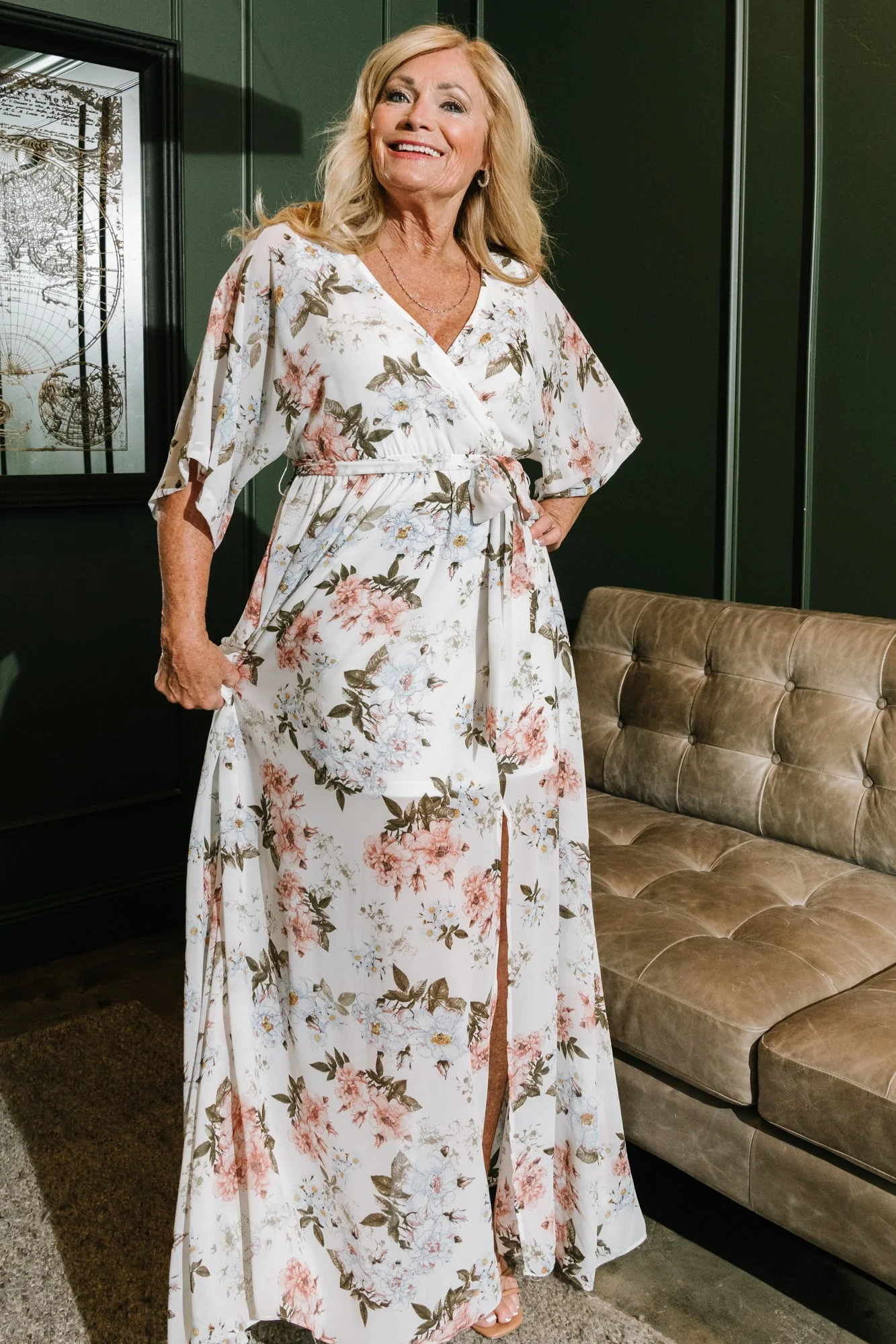 Kia Kimono Maxi Dress | White Floral