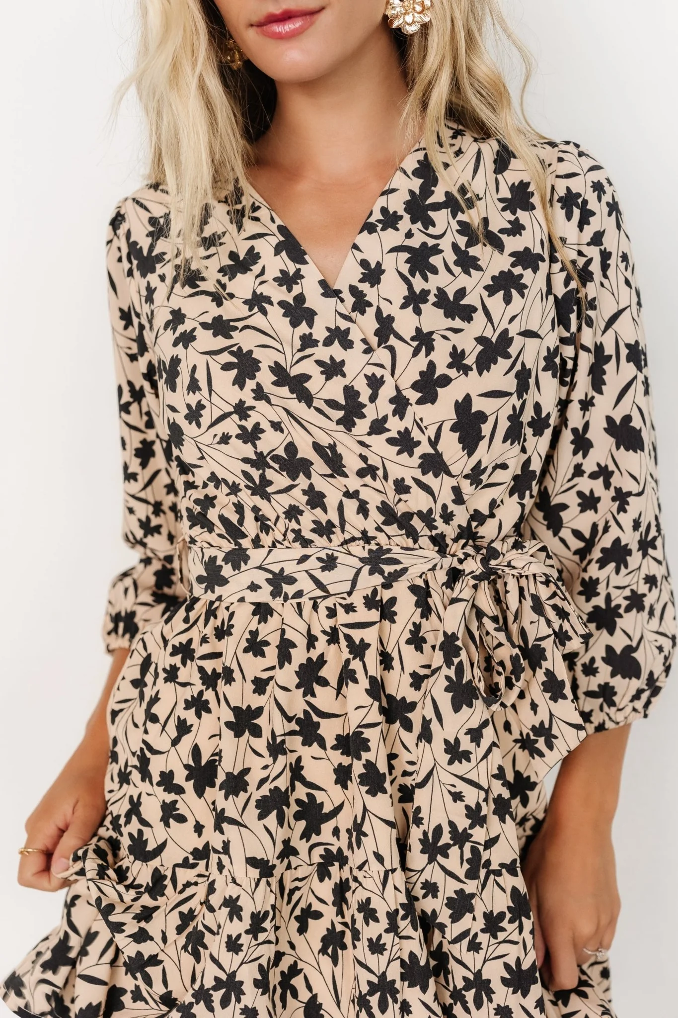 Maci Short Dress | Beige Print