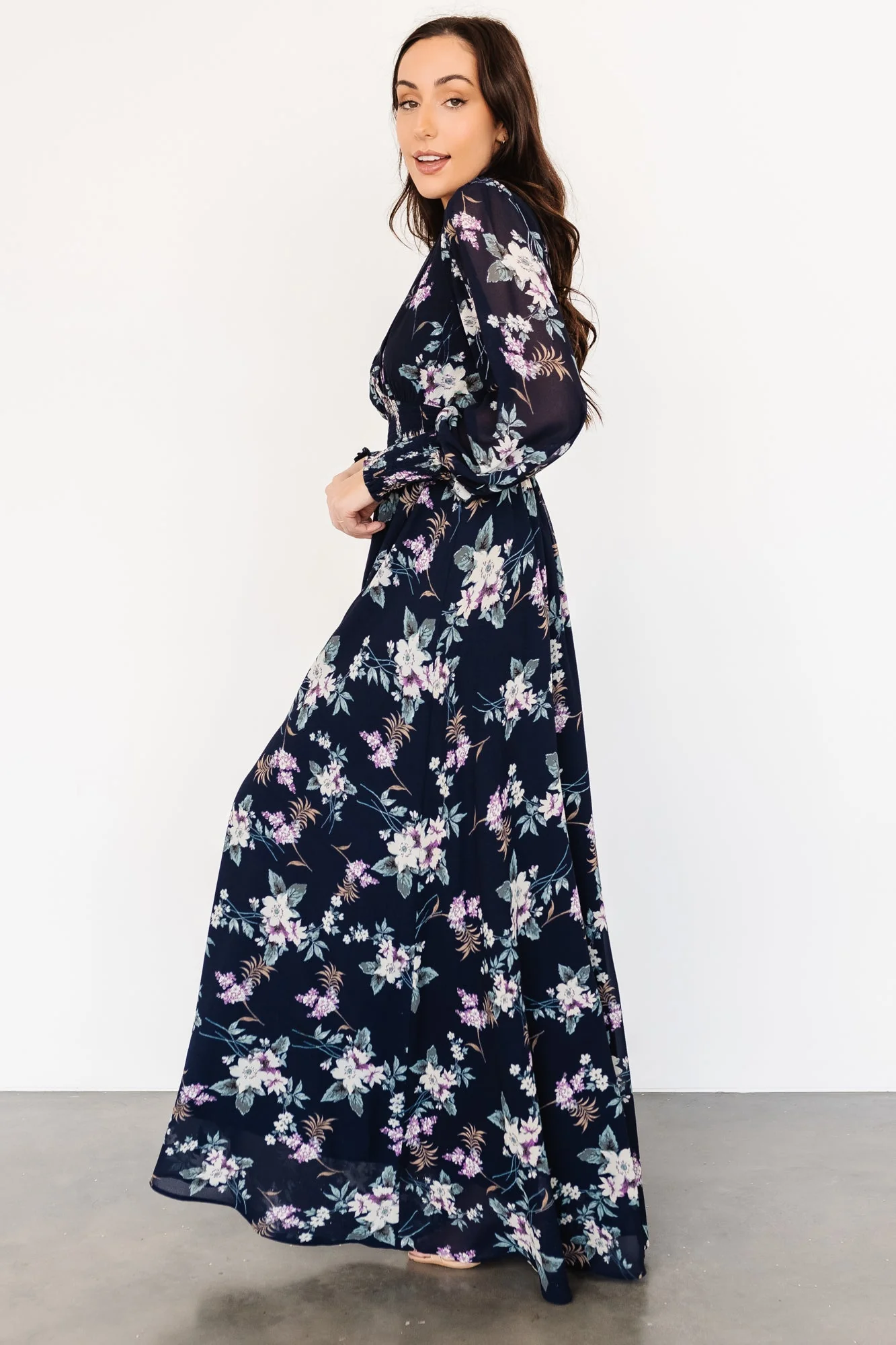 Olivia Maxi Dress | Navy Garden Floral