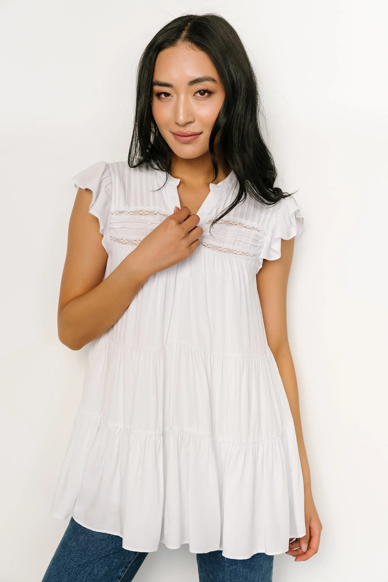 Margaret Tiered Top | White