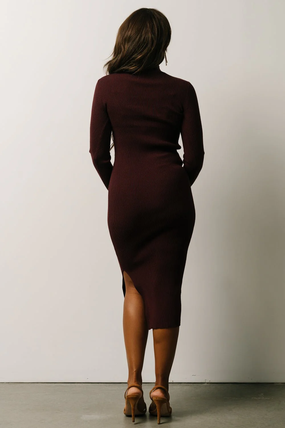 Knightsbridge Ribbed Sweater Midi Dress | Burgundy