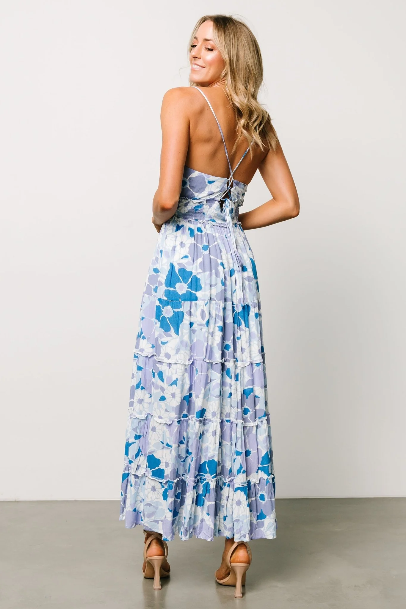 Malia Cross Back Maxi Dress | Blue + Purple Multi