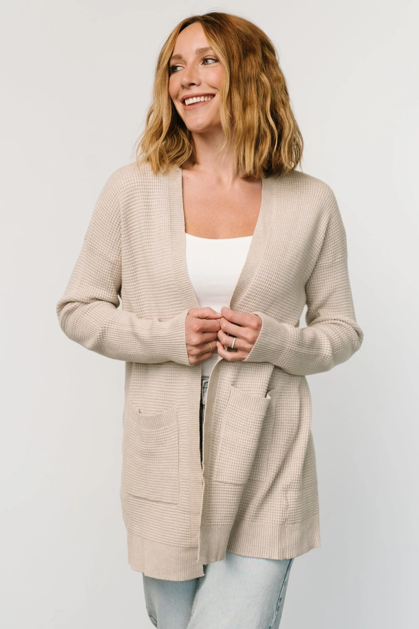 Portsmouth Waffle Cardigan | Oatmeal