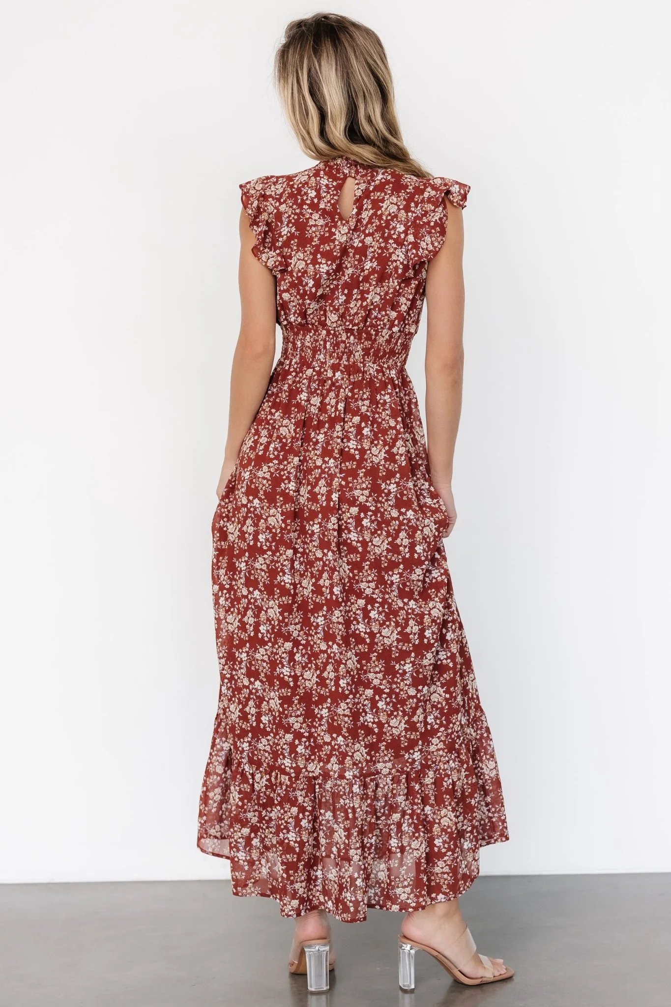 Kearny Ruffle Maxi Dress | Rust Print