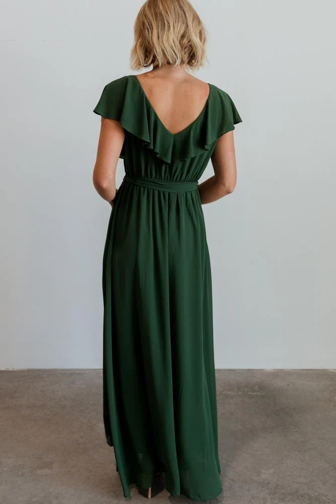 Katya Ruffle Maxi Dress | Evergreen