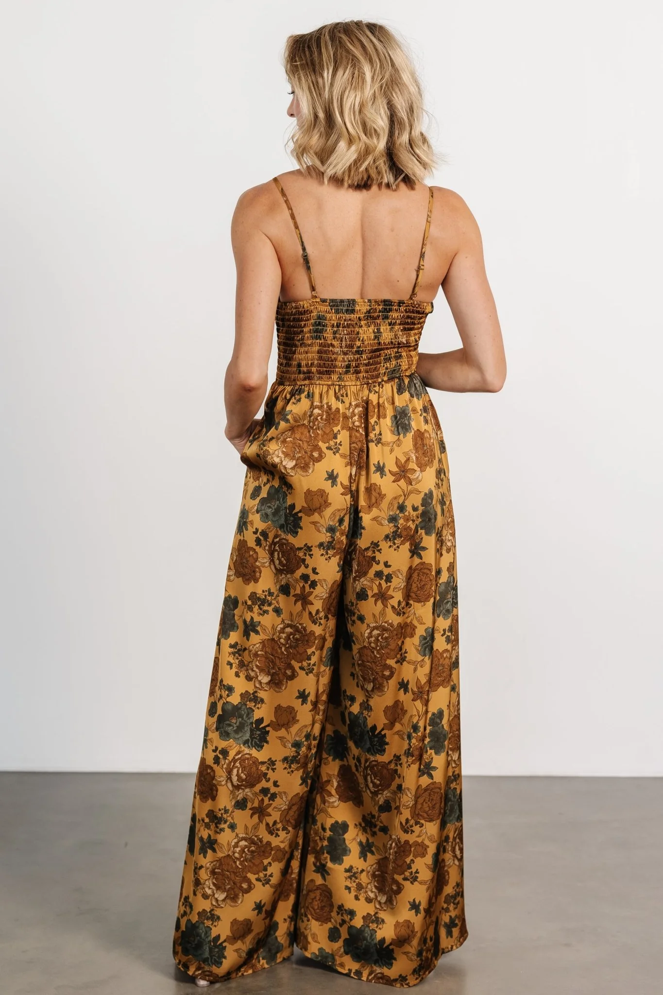 Khloe Wide Leg Jumpsuit | Gold Multi