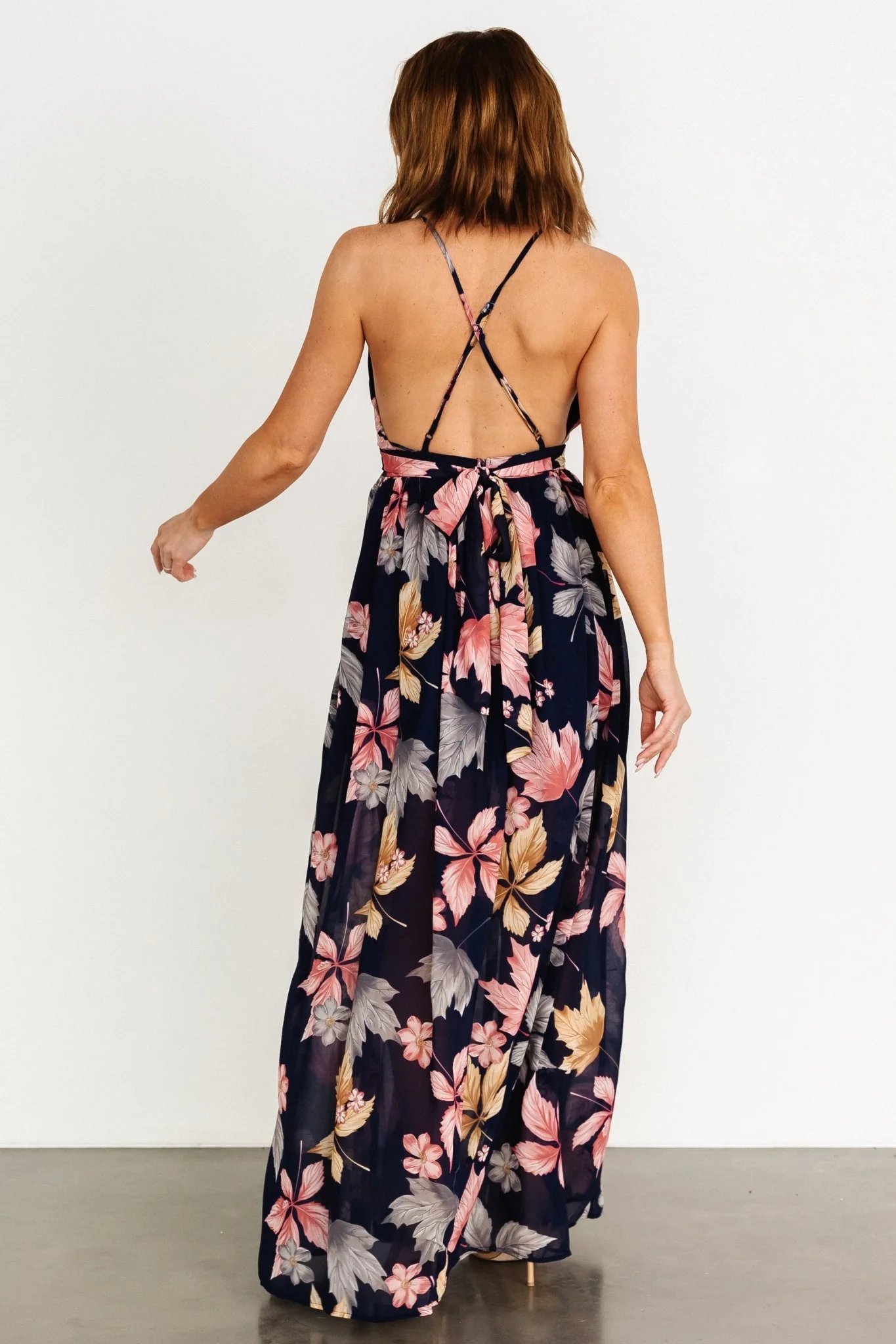 Suvi Open Back Maxi Dress | Navy Print