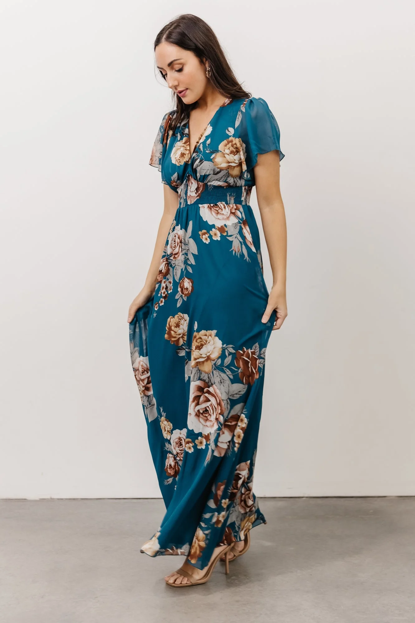 Alexandria Smocked Maxi Dress | Blue Floral