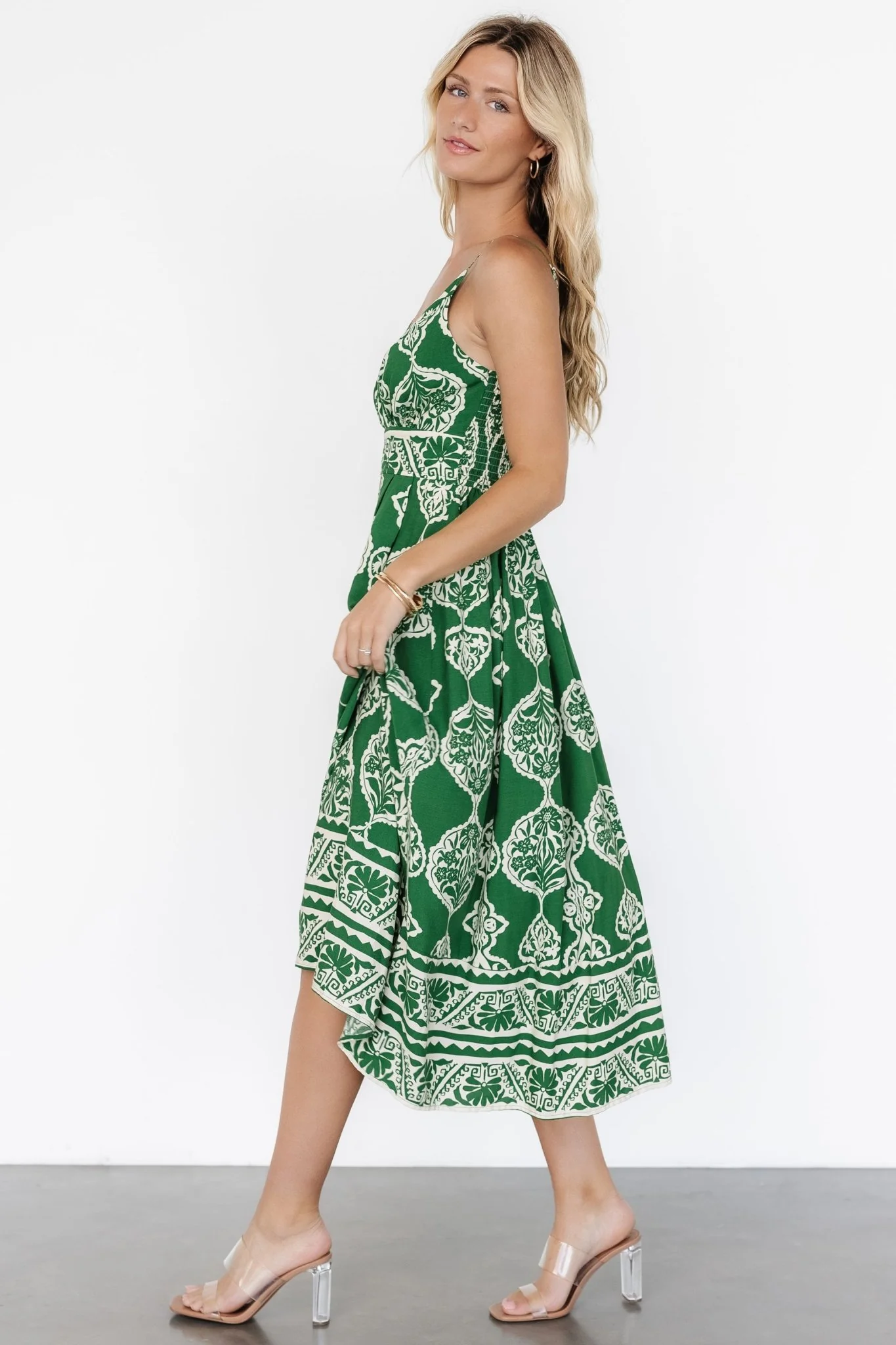 Delia Midi Dress | Green Print