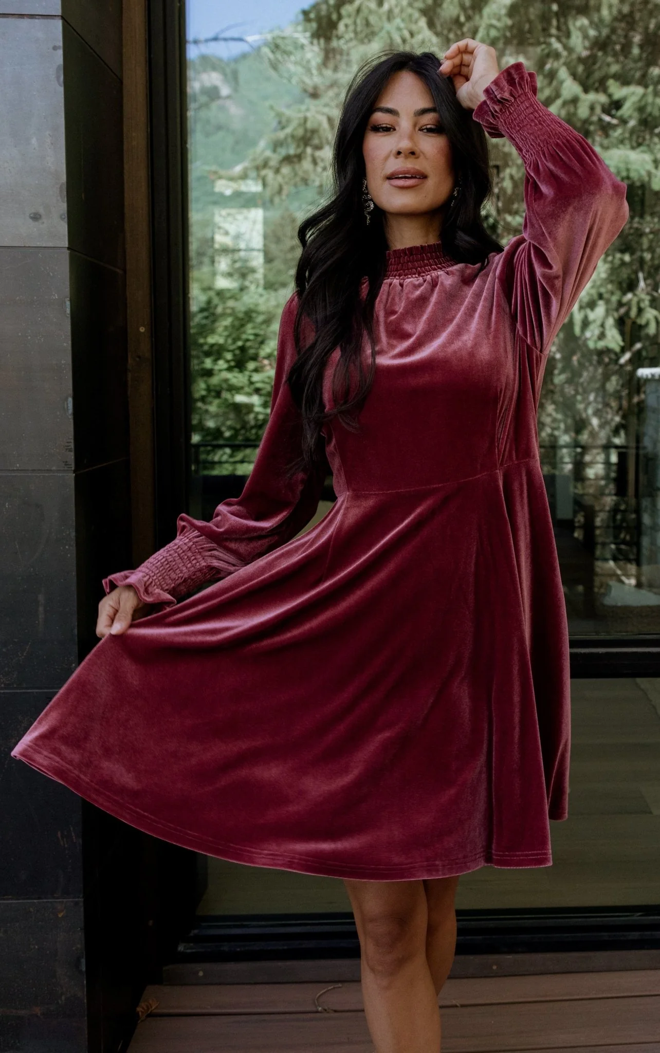 Tina Velvet Short Dress | Mauve