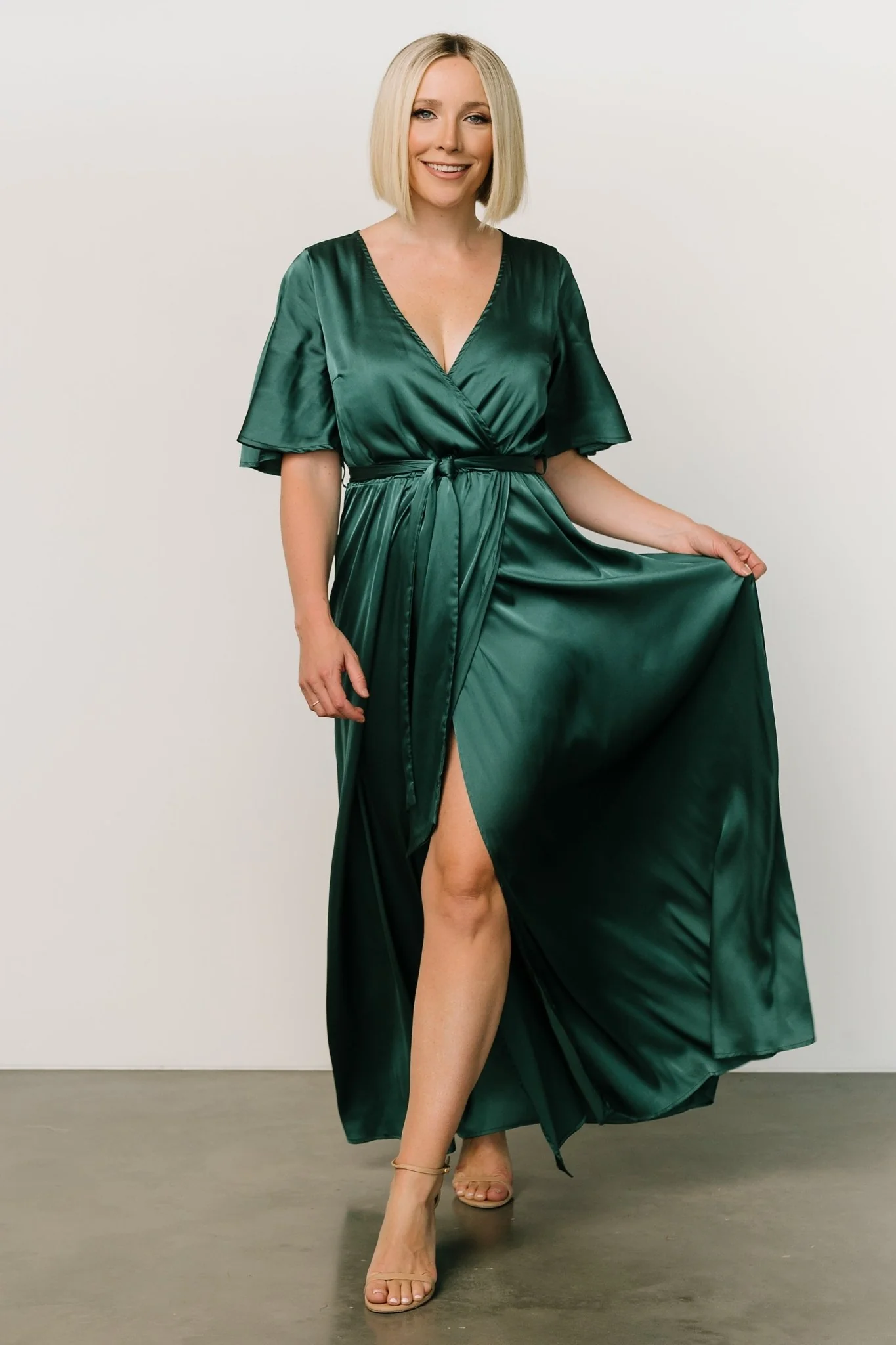 Kensington Satin Maxi Dress | Hunter Green