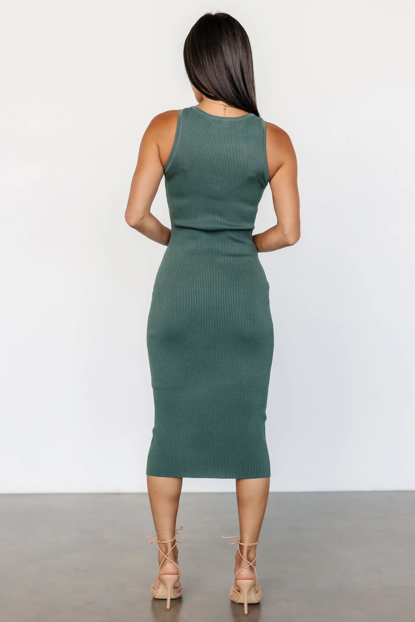 Bobbie Snap Button Midi Dress | Green