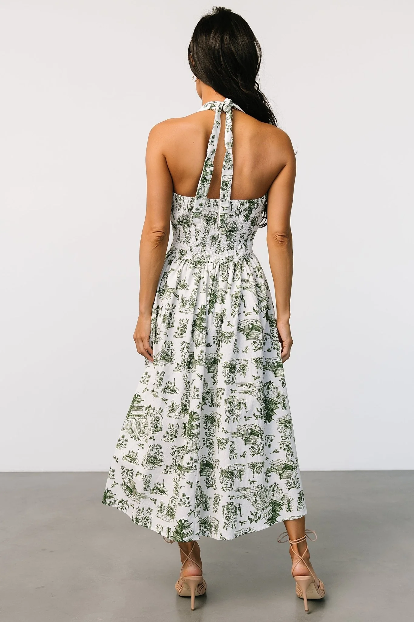 Bristol Halter Midi Dress | Green Print