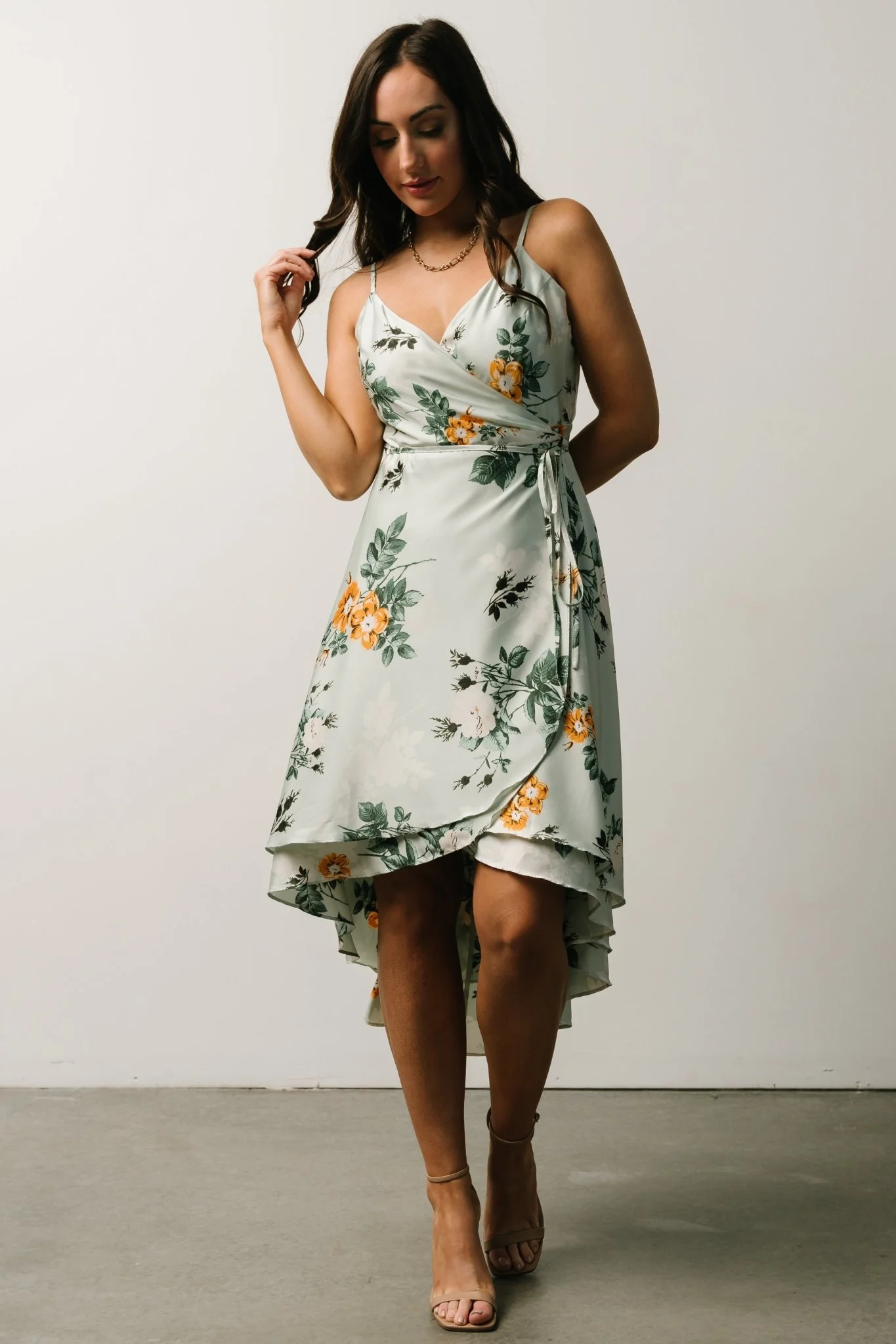 Steffi Tulip Wrap Dress | Light Sage Floral