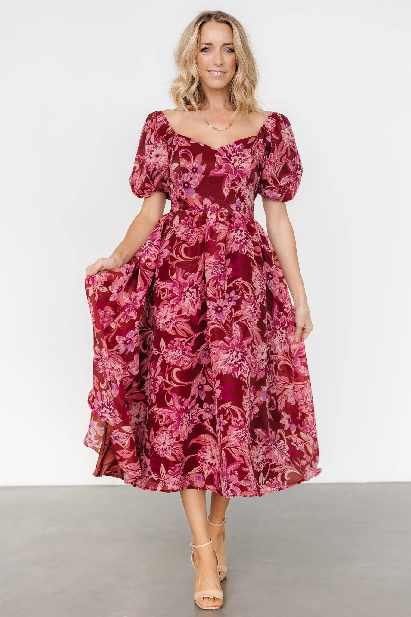 Samara Midi Dress | Rust + Pink