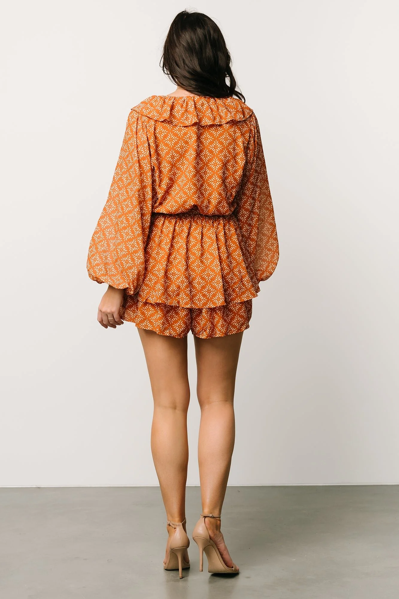 Denali Ruffle Mini Dress | Amber Print