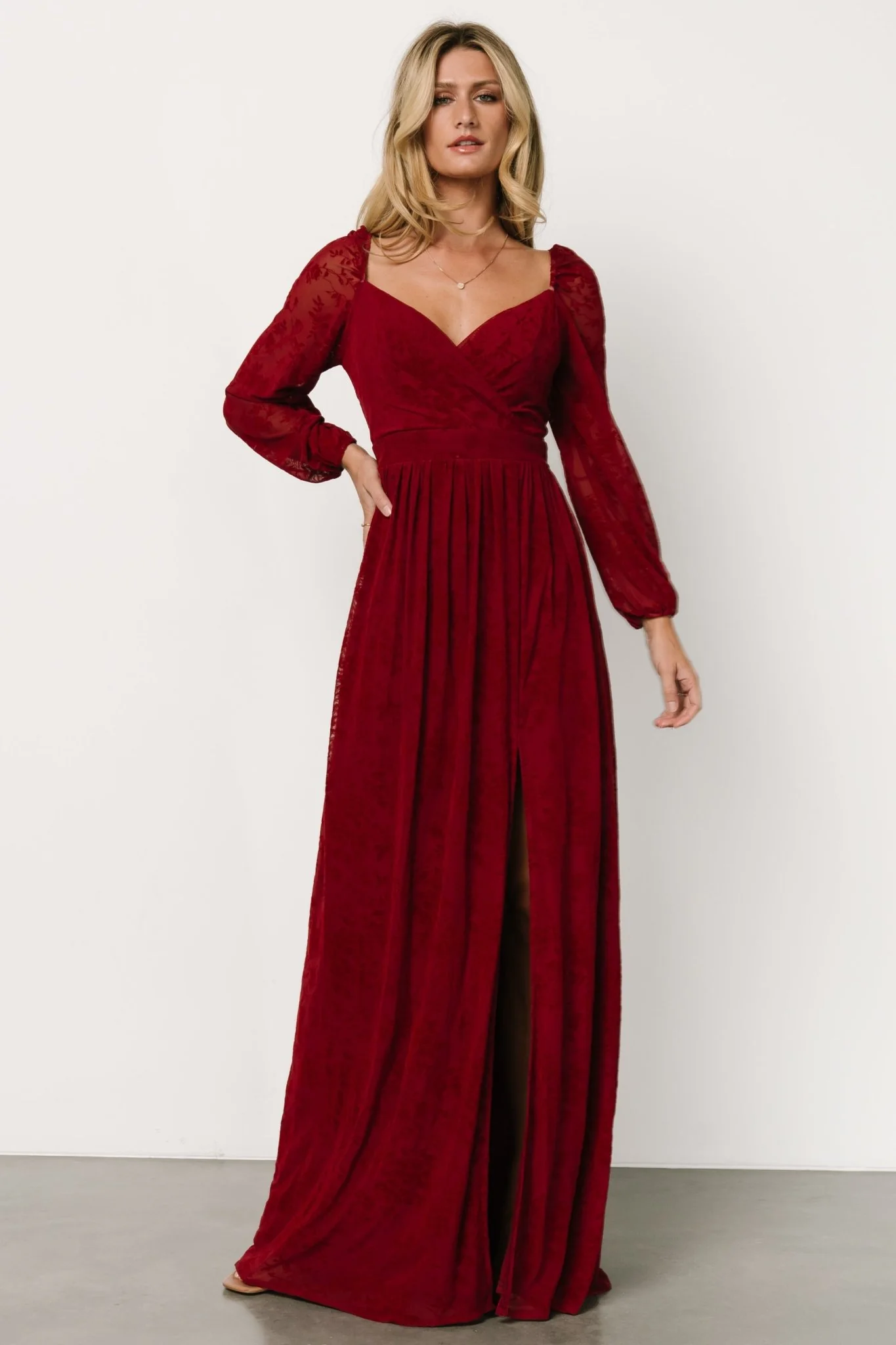 Mable Velvet Maxi Dress | Crimson