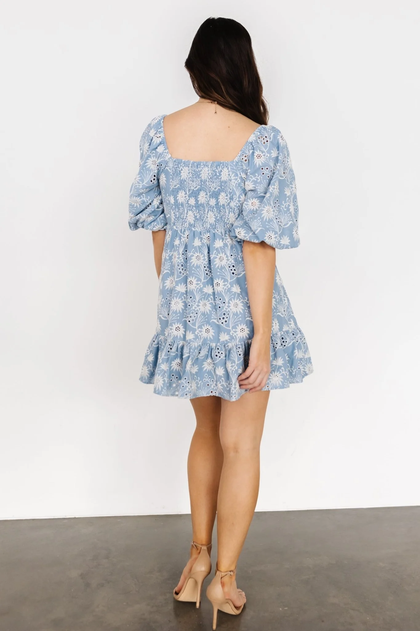 Serres Eyelet Mini Dress | Blue Floral