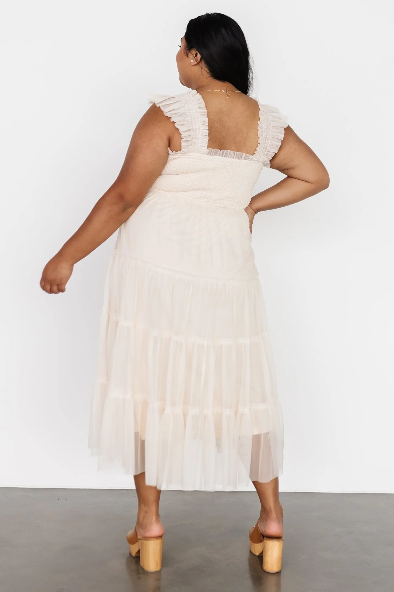 Emma Smocked Tulle Dress | Beige