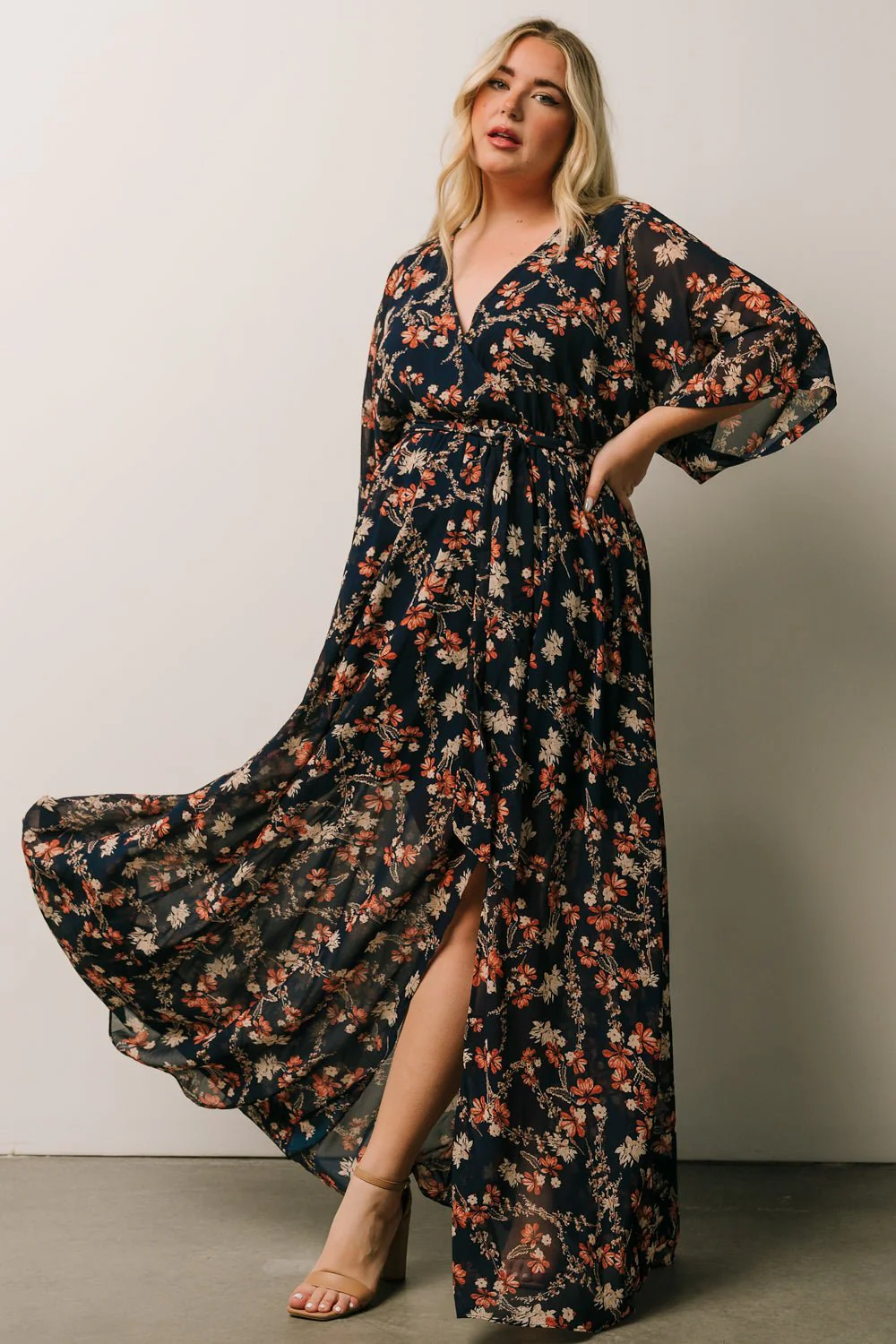 Kia Kimono Maxi Dress | Dark Blue Floral