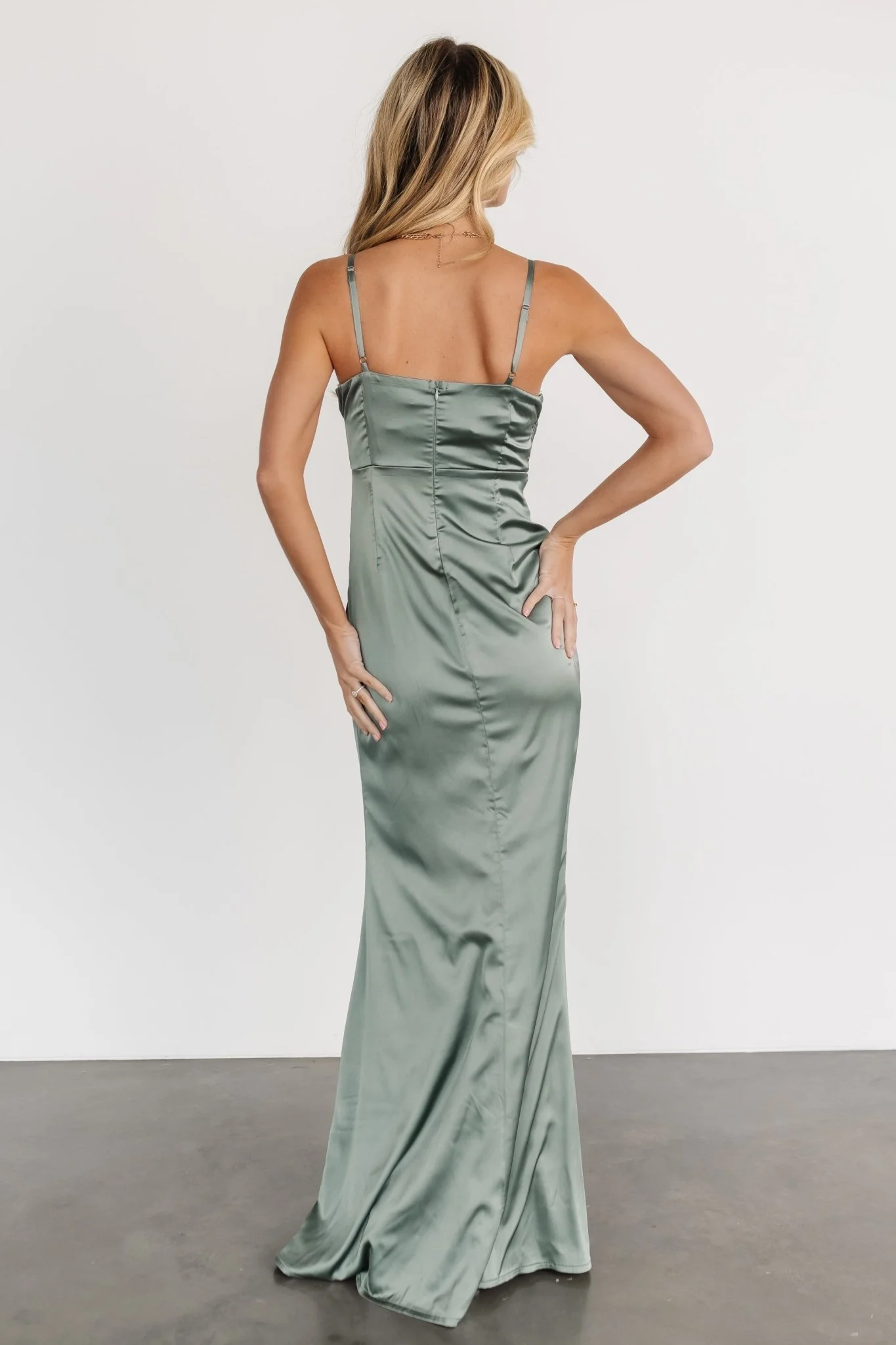 Monet Satin Gown | Eucalyptus
