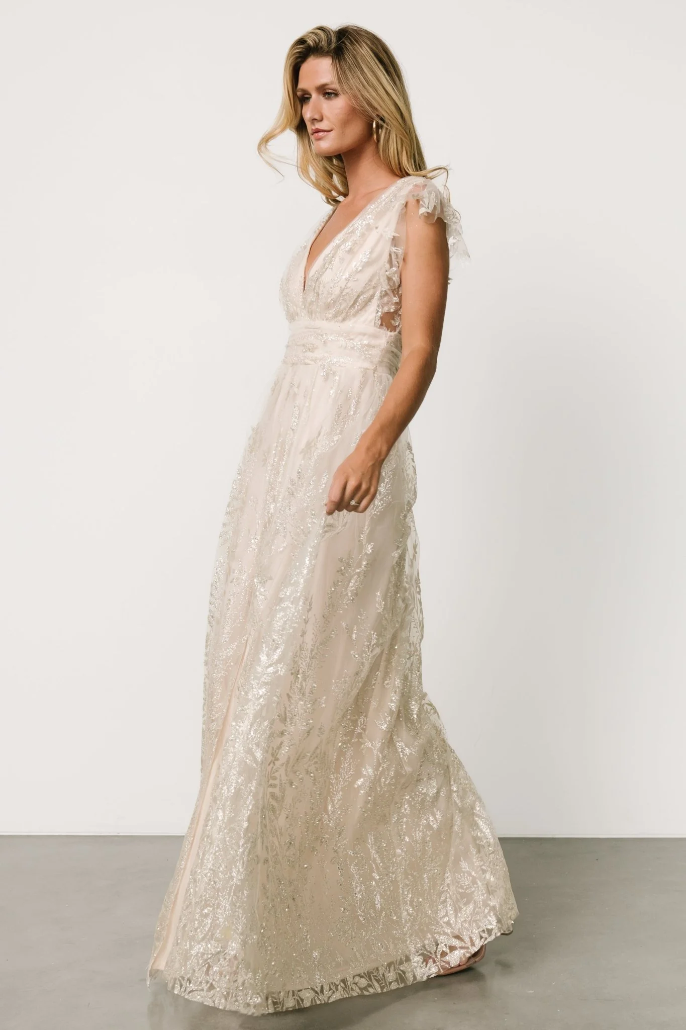 Karina Shimmer Gown | Ivory + Silver
