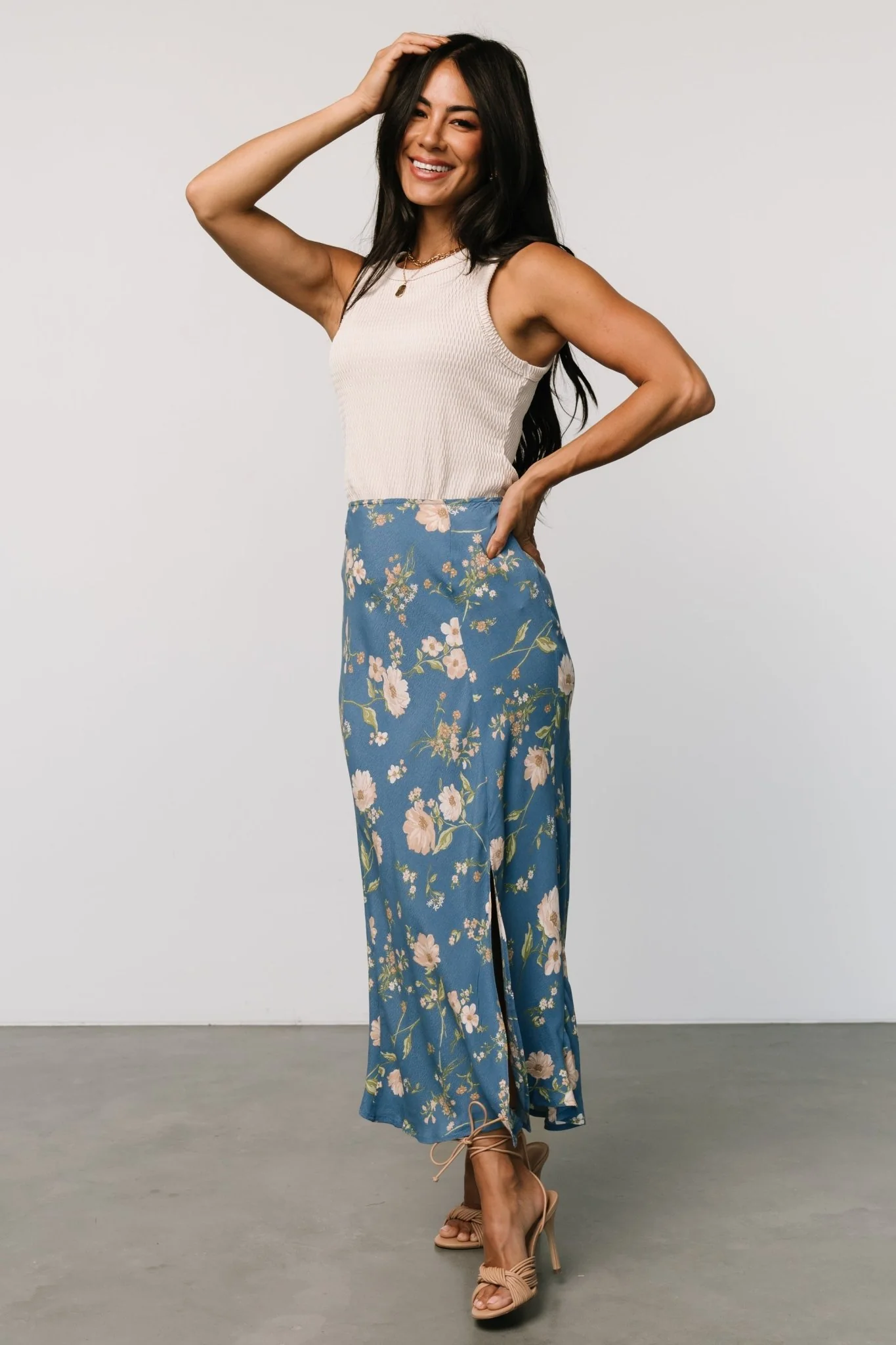 Fairchild Skirt | Dusty Blue Floral