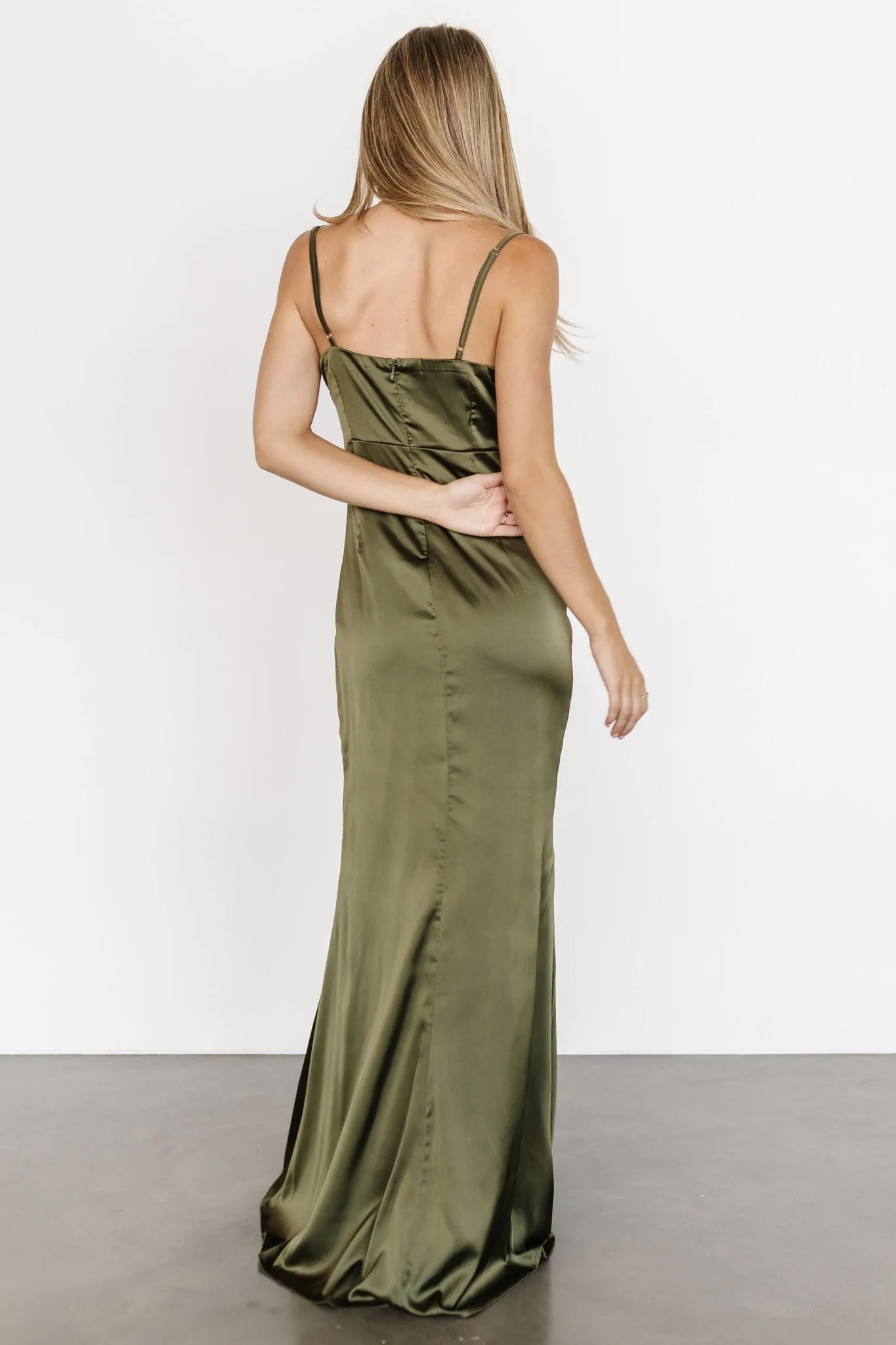 Monet Satin Gown | Olive