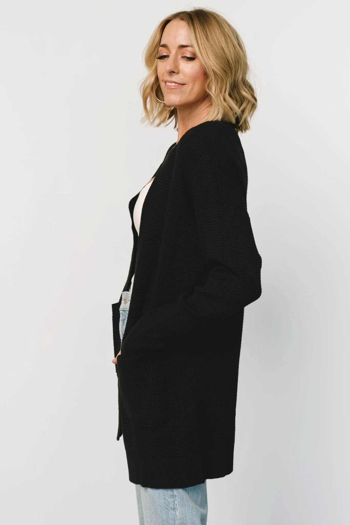 Portsmouth Waffle Cardigan | Black