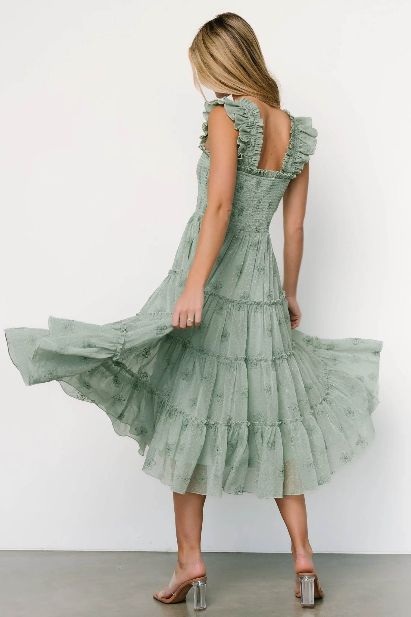 Holland Embroidered Dress | Light Sage