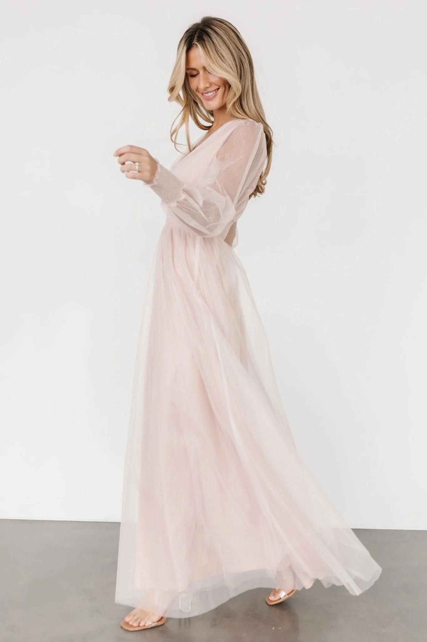 Layla Tulle Maxi Dress | Shimmer Pink
