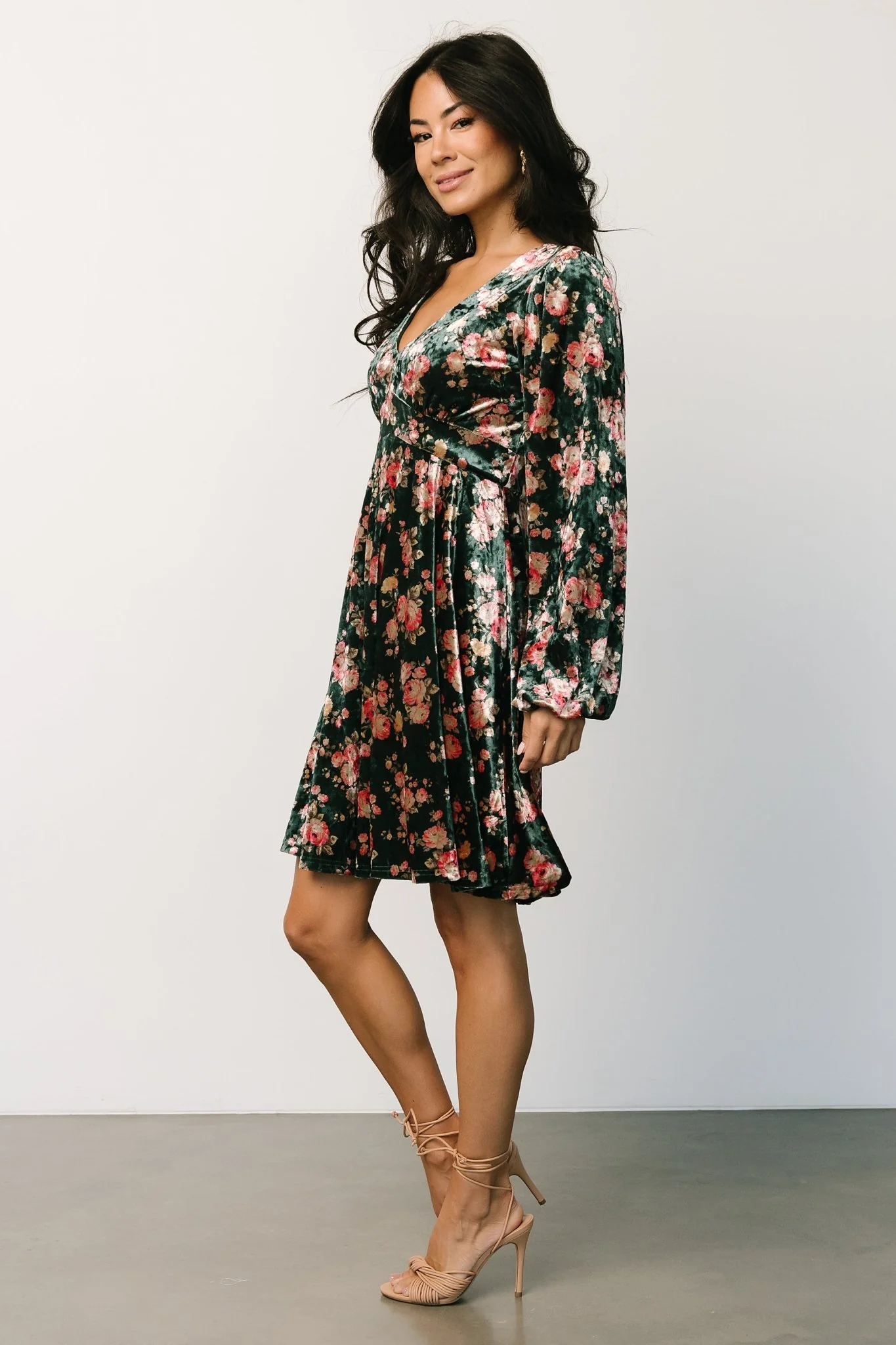 Teri Velvet Short Dress | Forest Multi