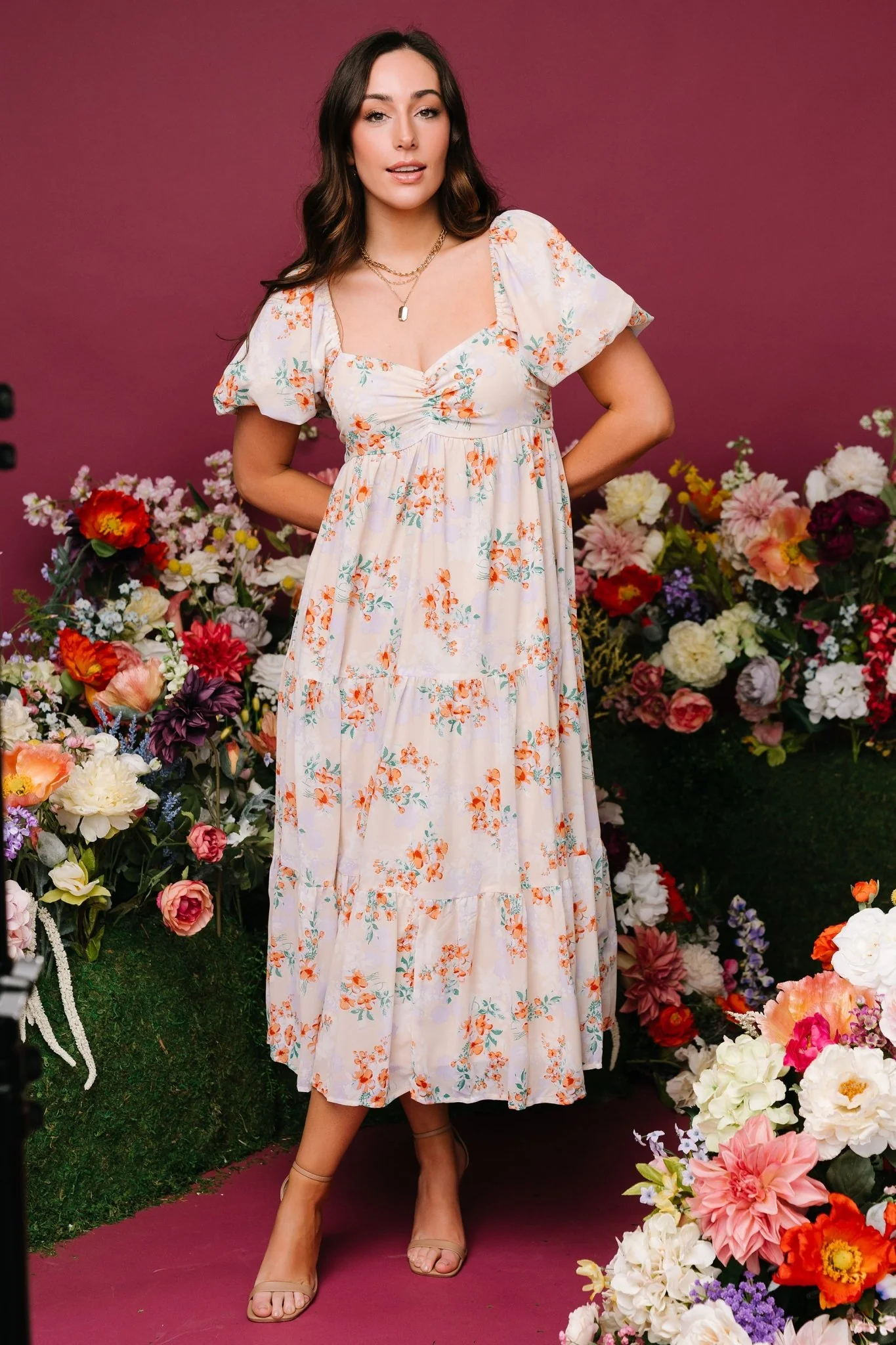 Molly Midi Dress | Cream Floral