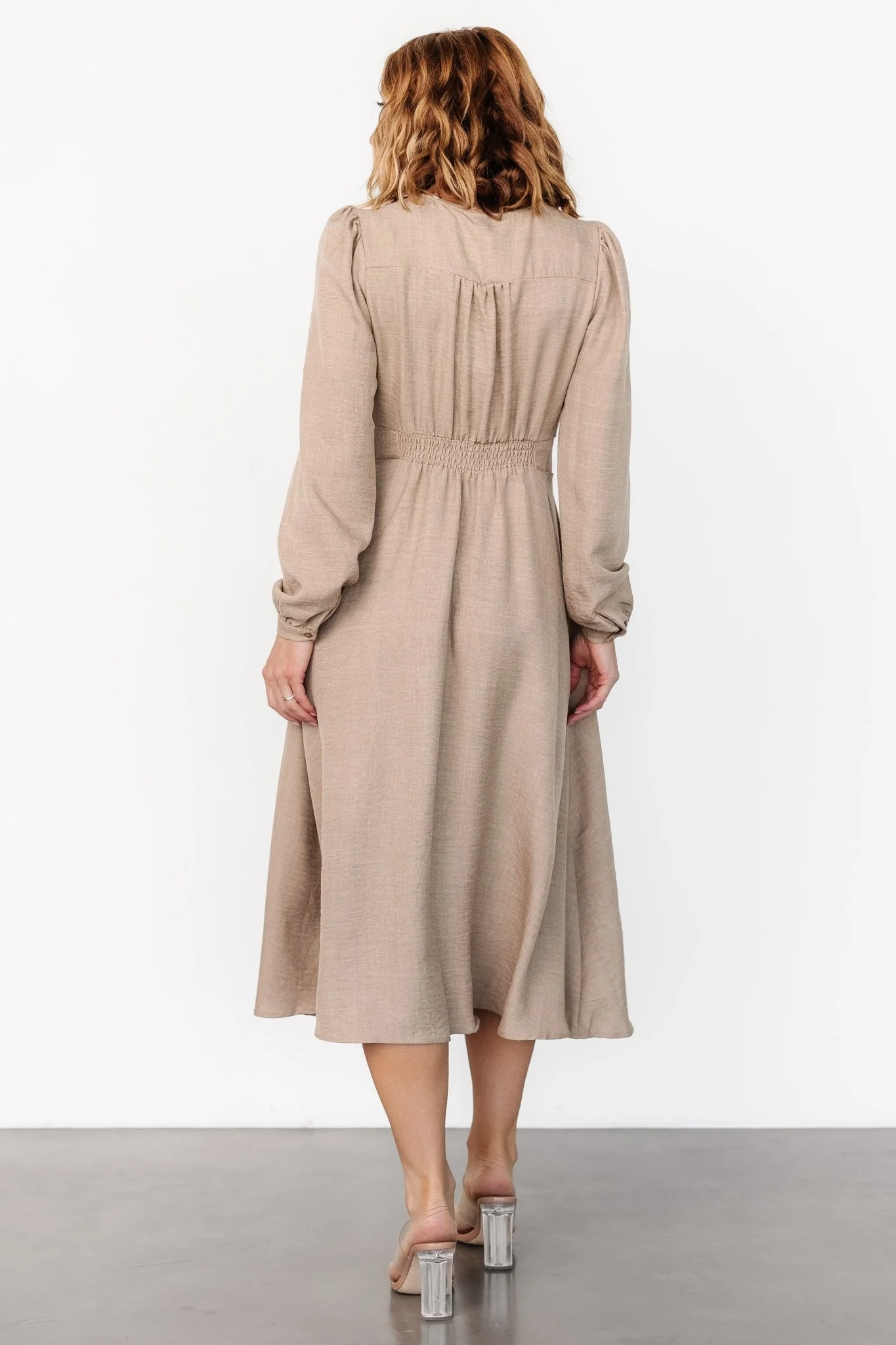 Faith Button Midi Dress | Taupe