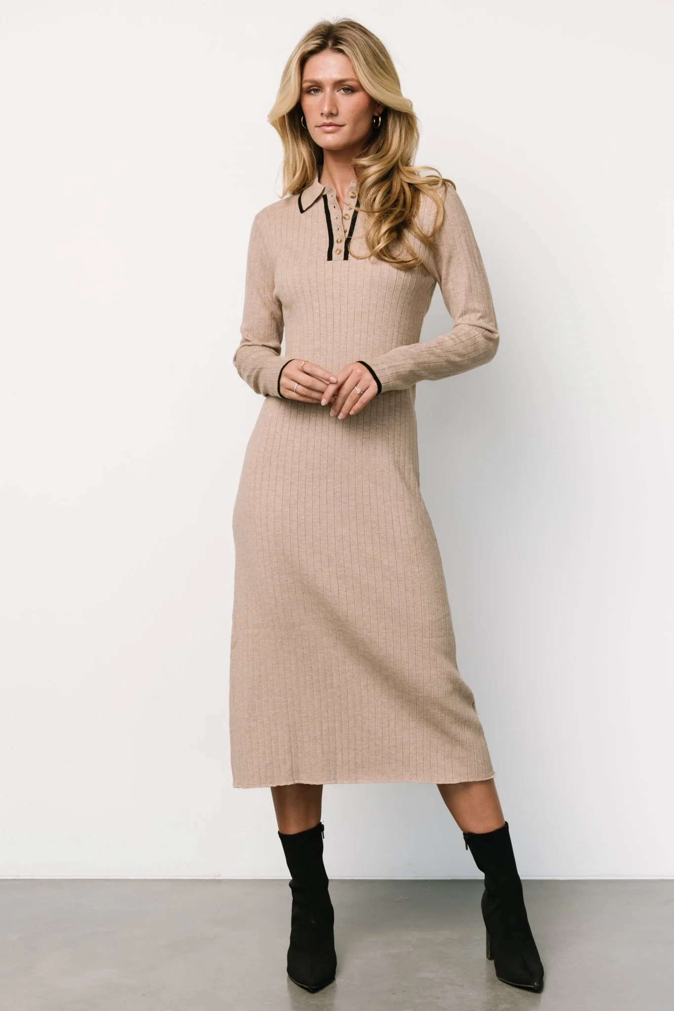 Shantel Polo Dress | Taupe + Black