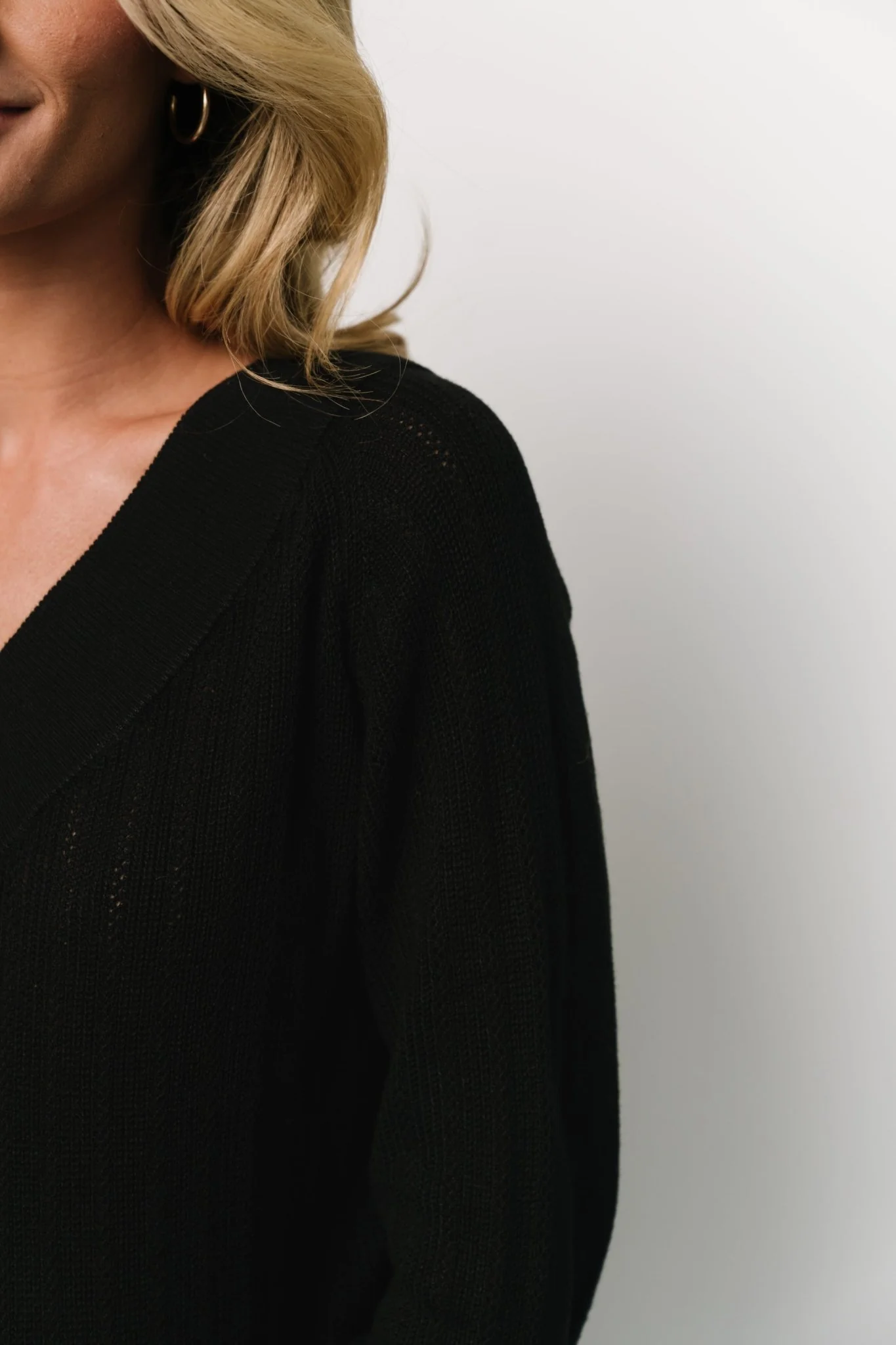 Ashby V Neck Sweater Top | Black
