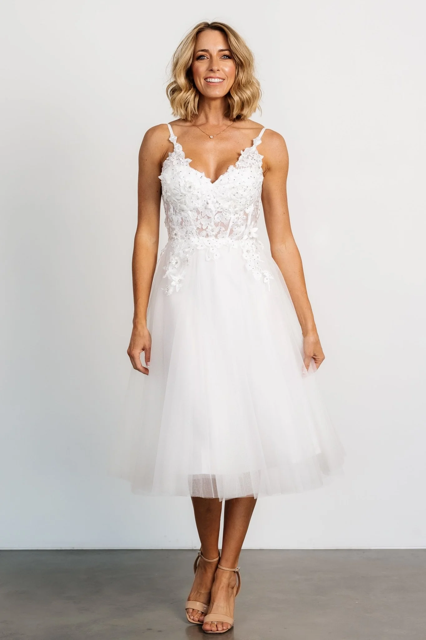 Noelle Shimmer Midi Dress | Off White