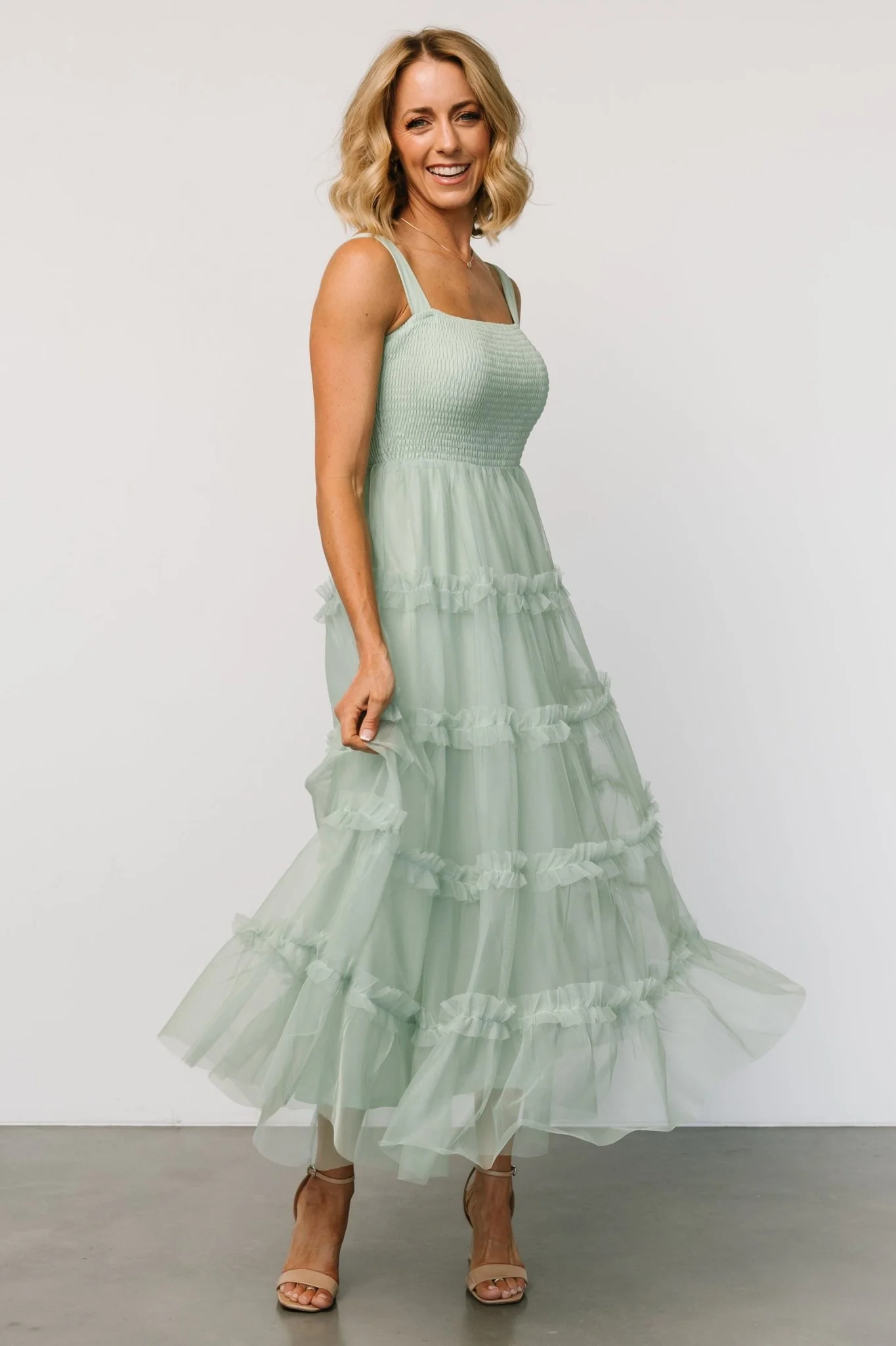 Constance Tulle Maxi Dress | Light Sage