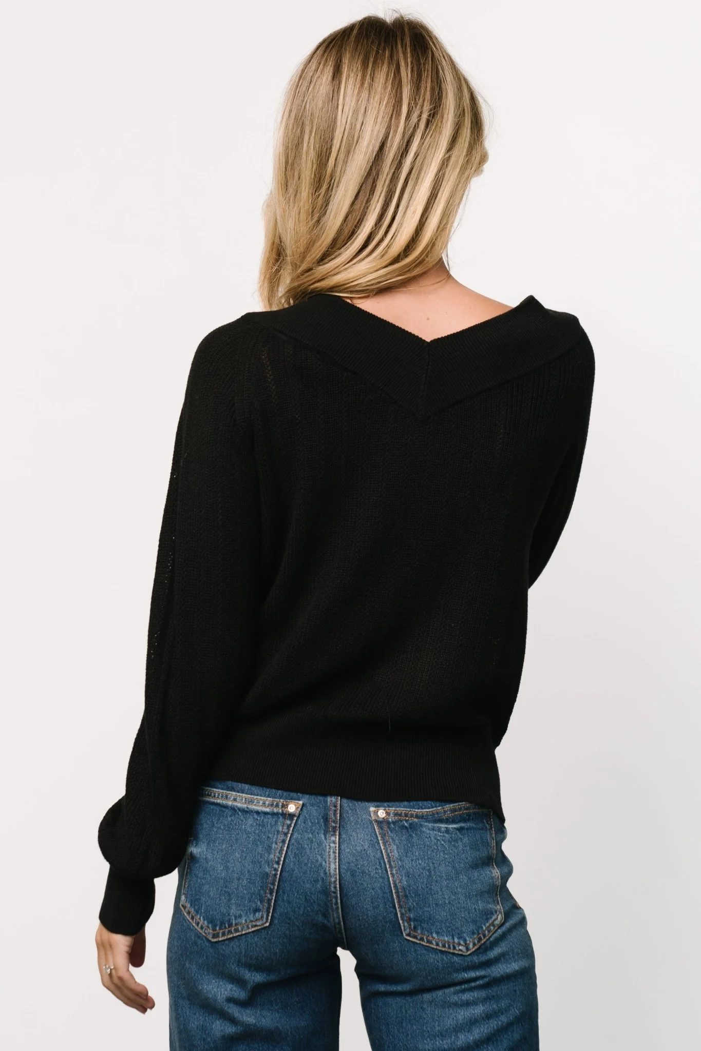 Ashby V Neck Sweater Top | Black