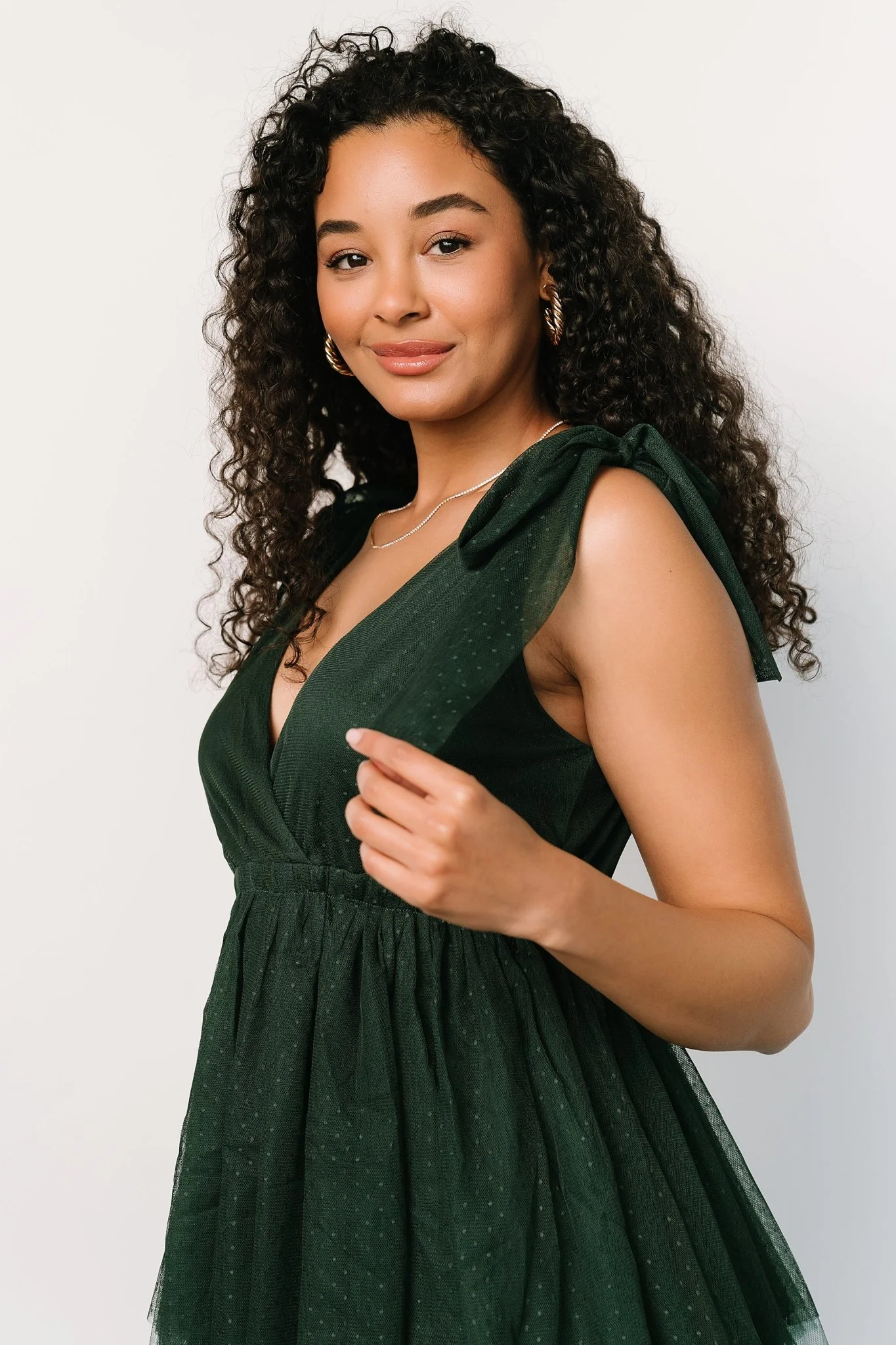 Tessa Tiered Tulle Tank Dress | Dark Green