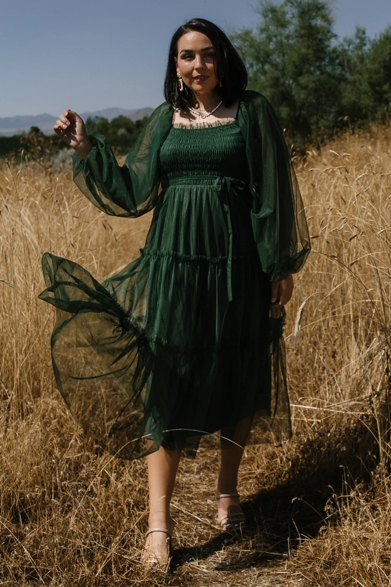 Katrina Tulle Maxi Dress | Dark Green