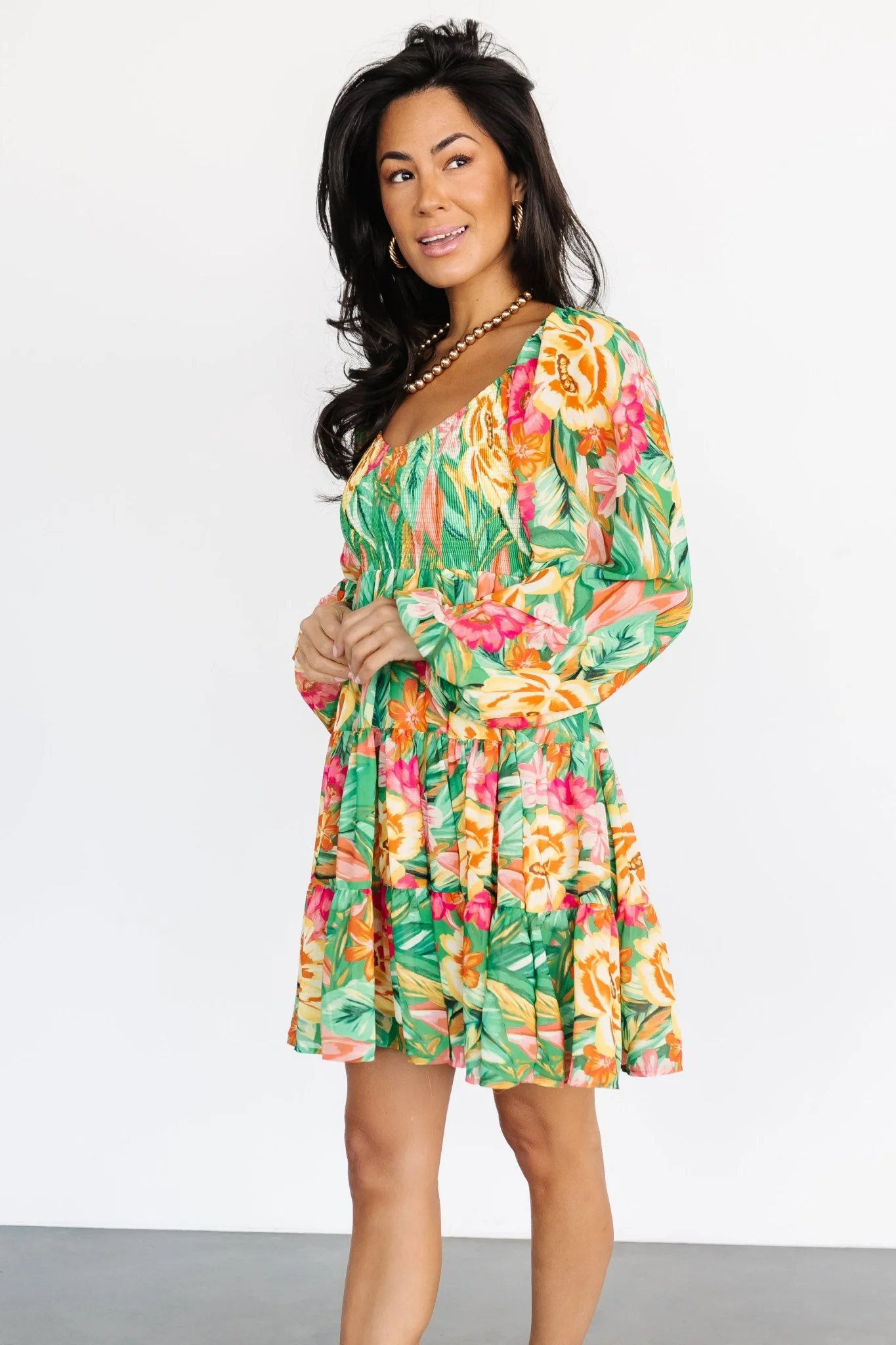 Acapulco Short Dress | Green Multi Print