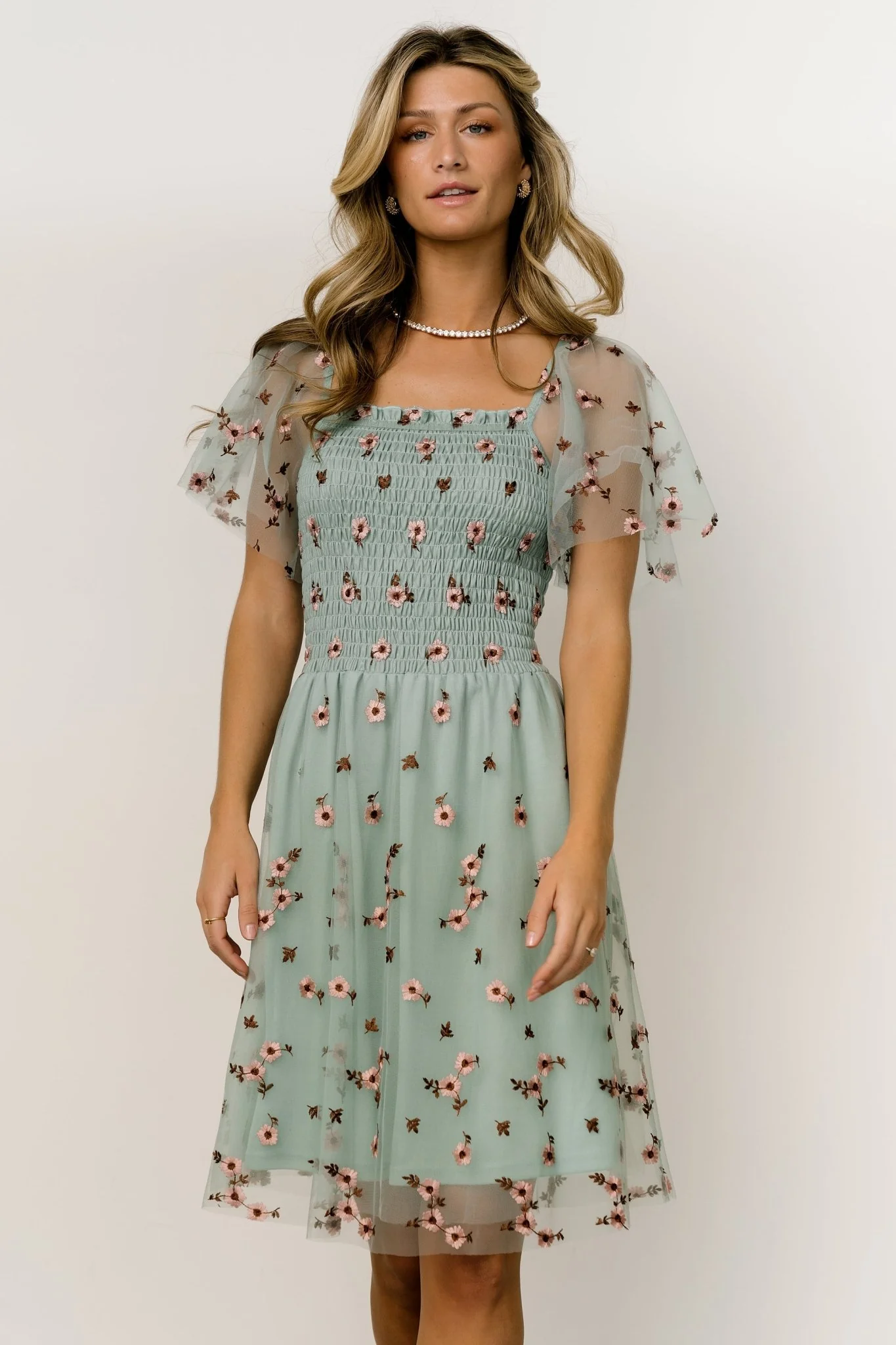 Tivoli Tulle Short Dress | Sage + Pink